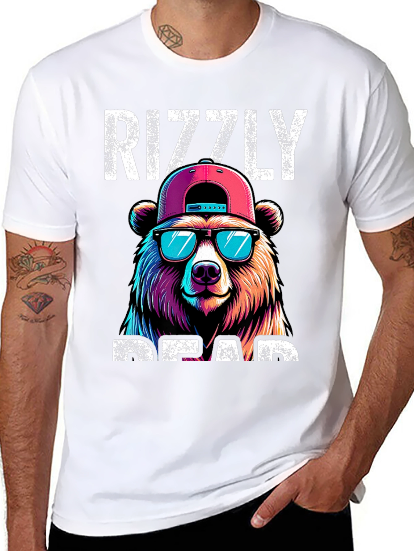 Black Rizzly Bear T-Shirt - Cool Graphic Tee view 8