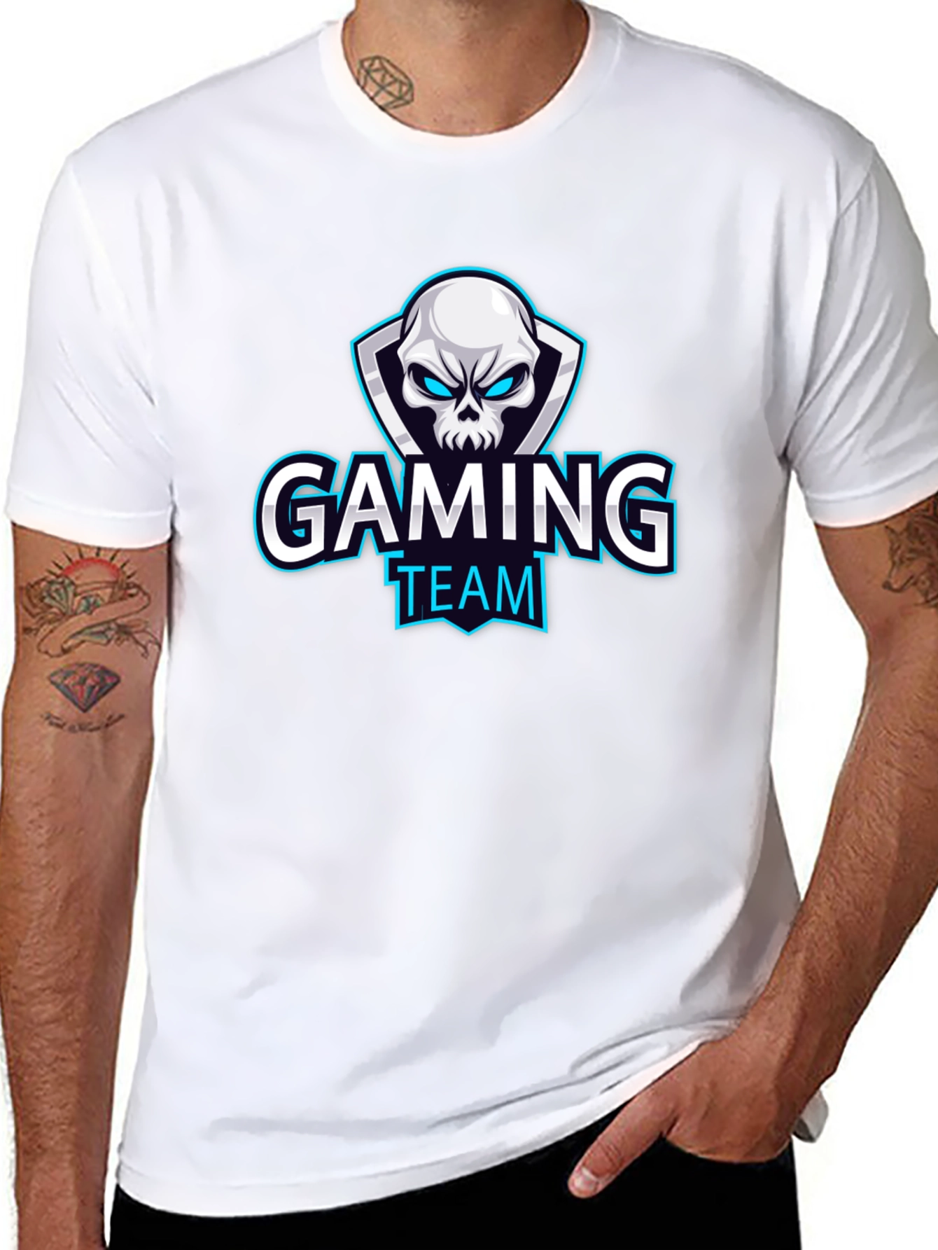 Black Gaming Team T-Shirt - Skull Design view 8