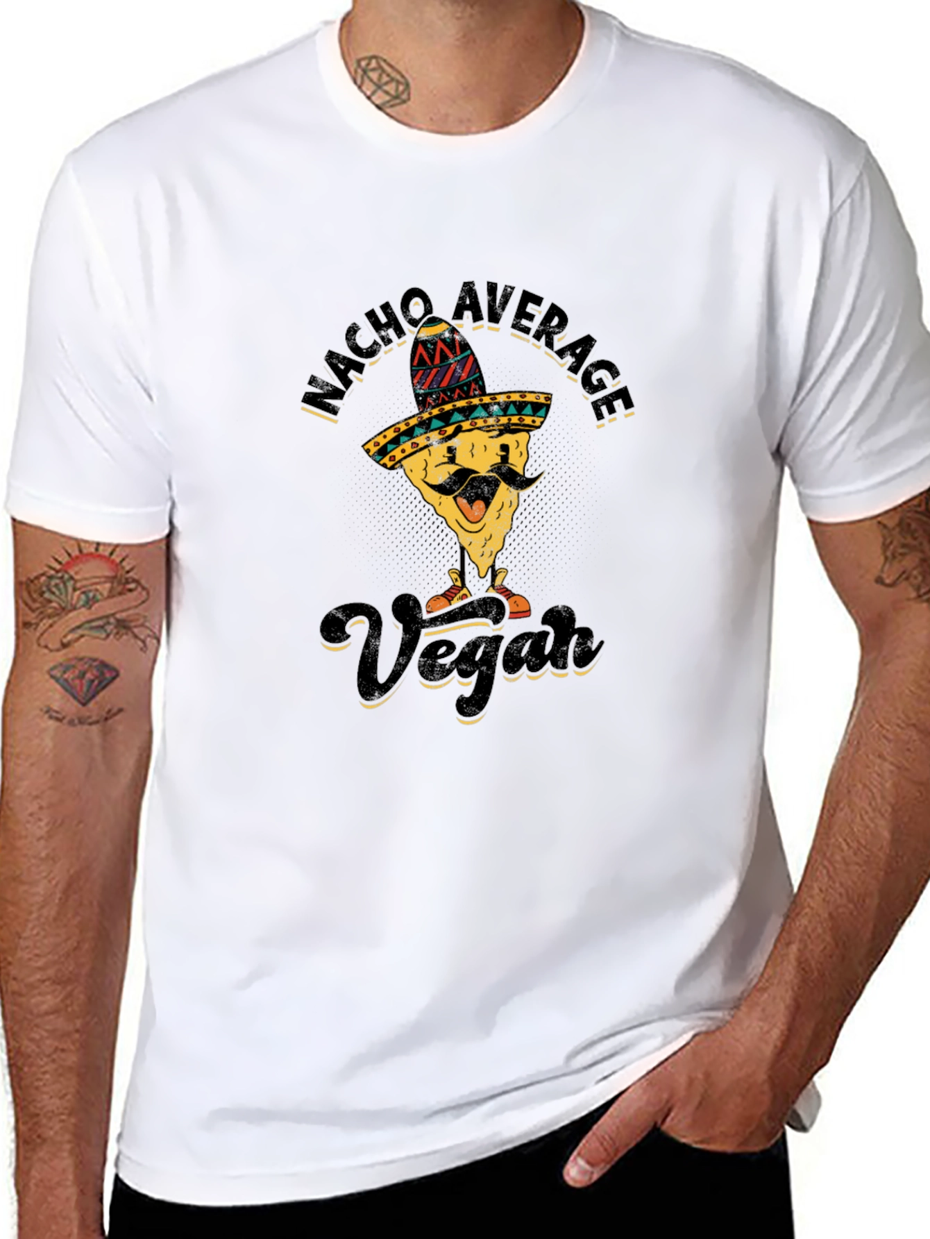 Black Nacho Average Vegan T-Shirt - Funny Graphic Tee view 8