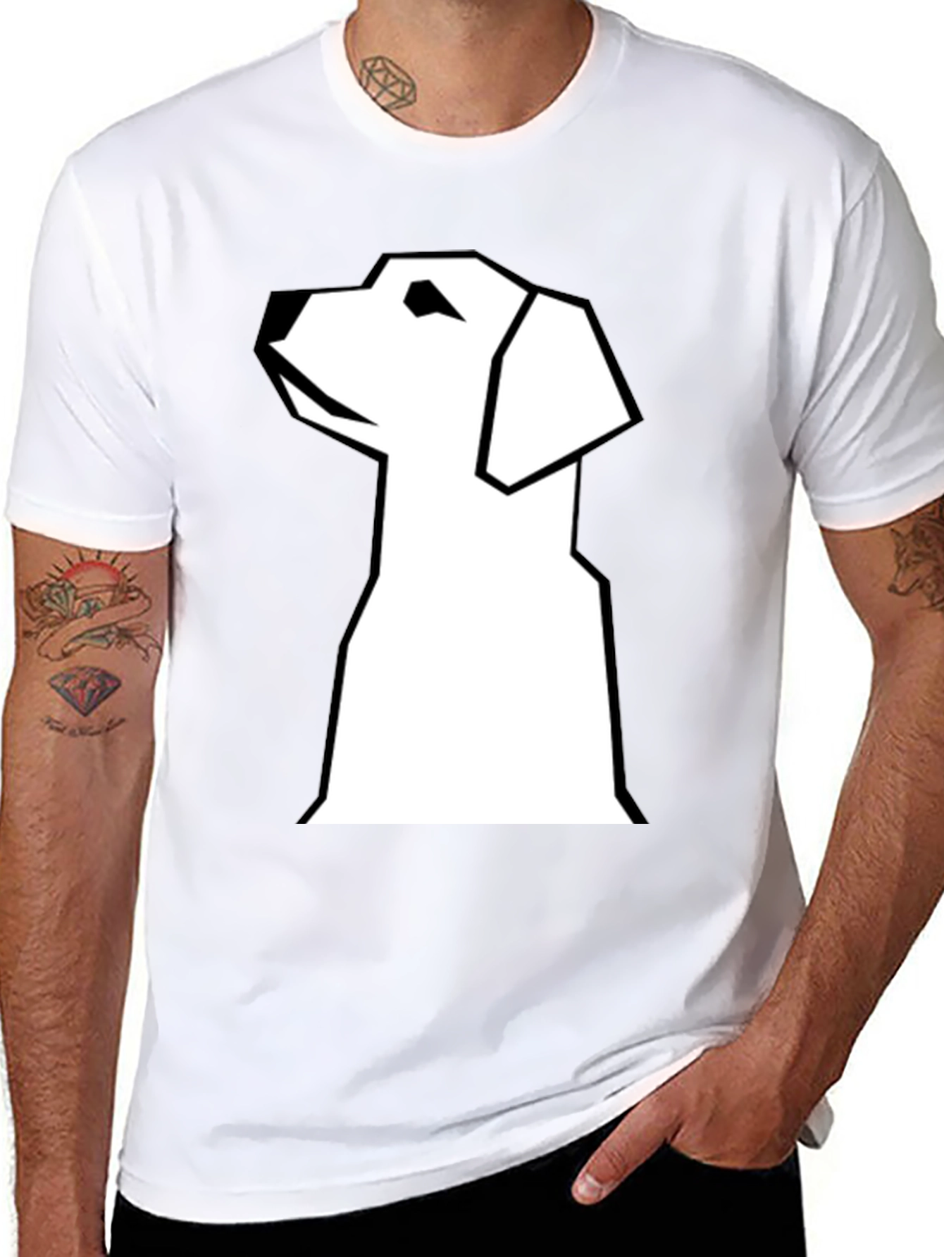 Black Geometric Dog Graphic Tee - Modern Style view 8
