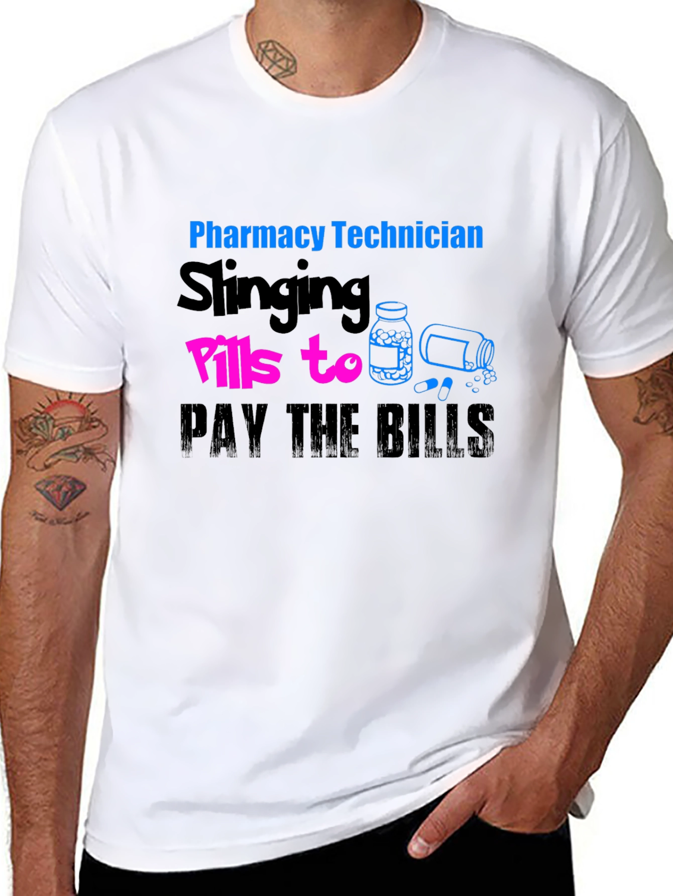 Black Pharmacy Technician Slings Pills T-Shirt view 8