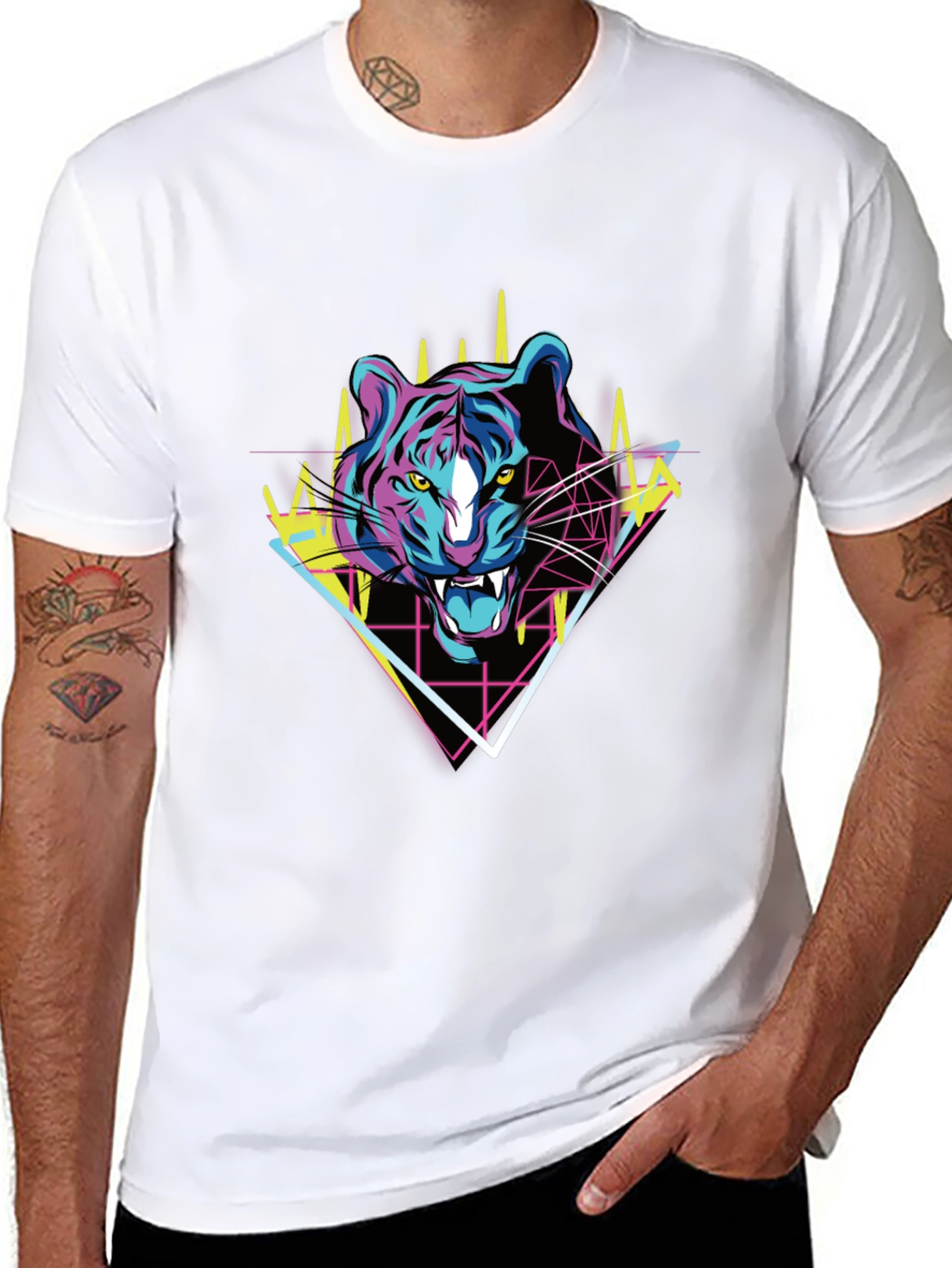 Black Retro Tiger Graphic Tee - Bold Animal Print T-Shirt view 8