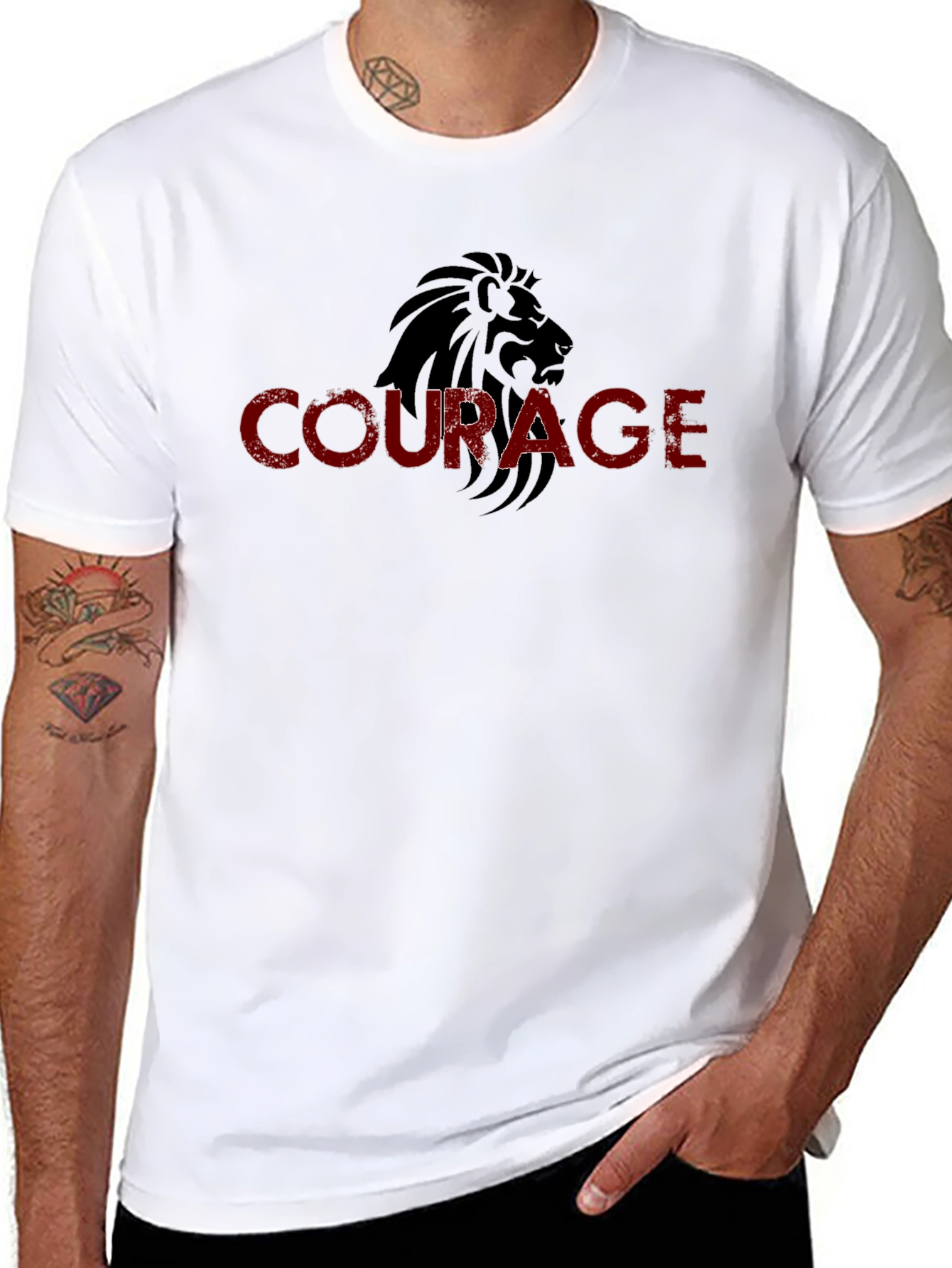 Black Courage Lion Graphic Black T-Shirt view 8