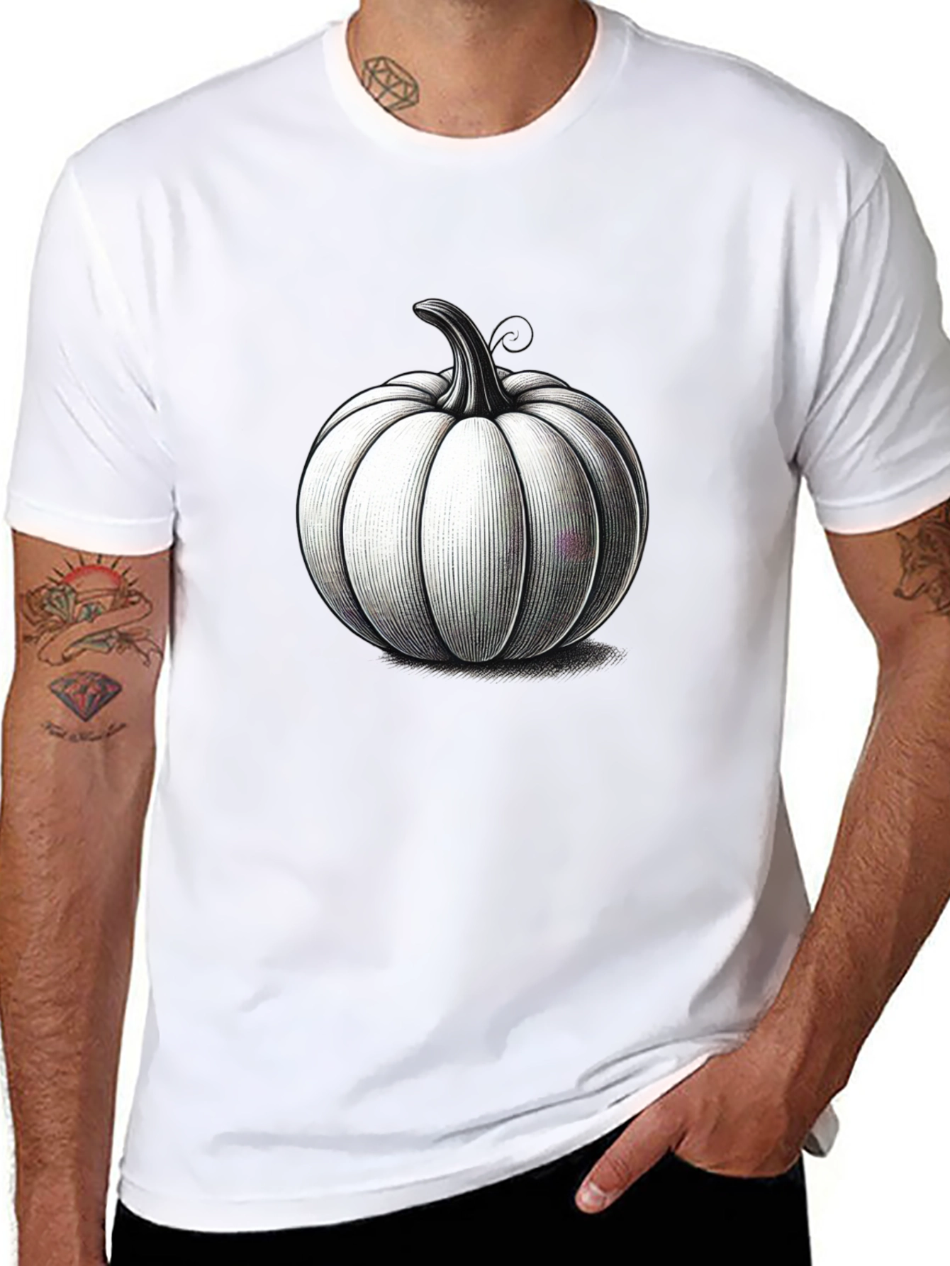 Black Black T-Shirt with Pumpkin Design view 8