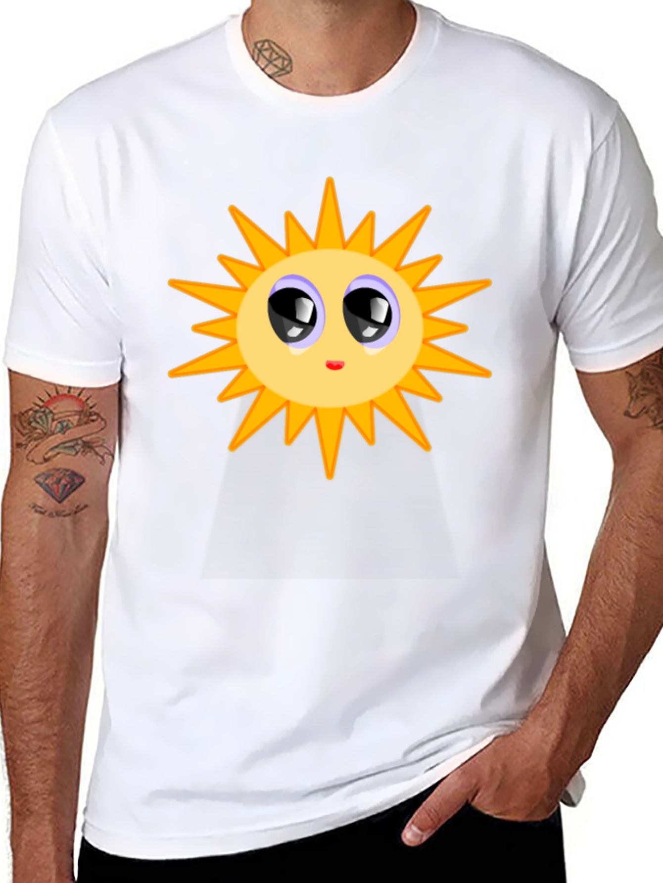 Black Cute Sun Graphic T-Shirt - Black Cotton Blend view 8