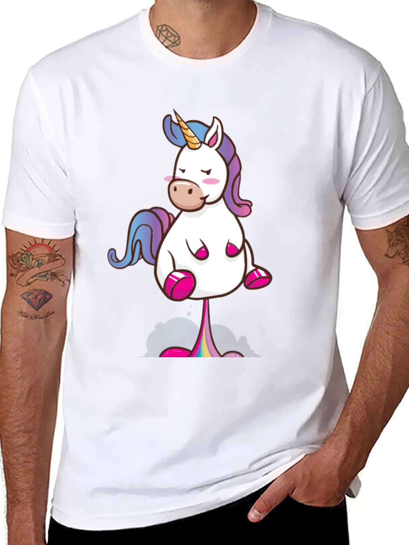 Black Funny Unicorn T-Shirt - Rainbow Poop Tee view 8