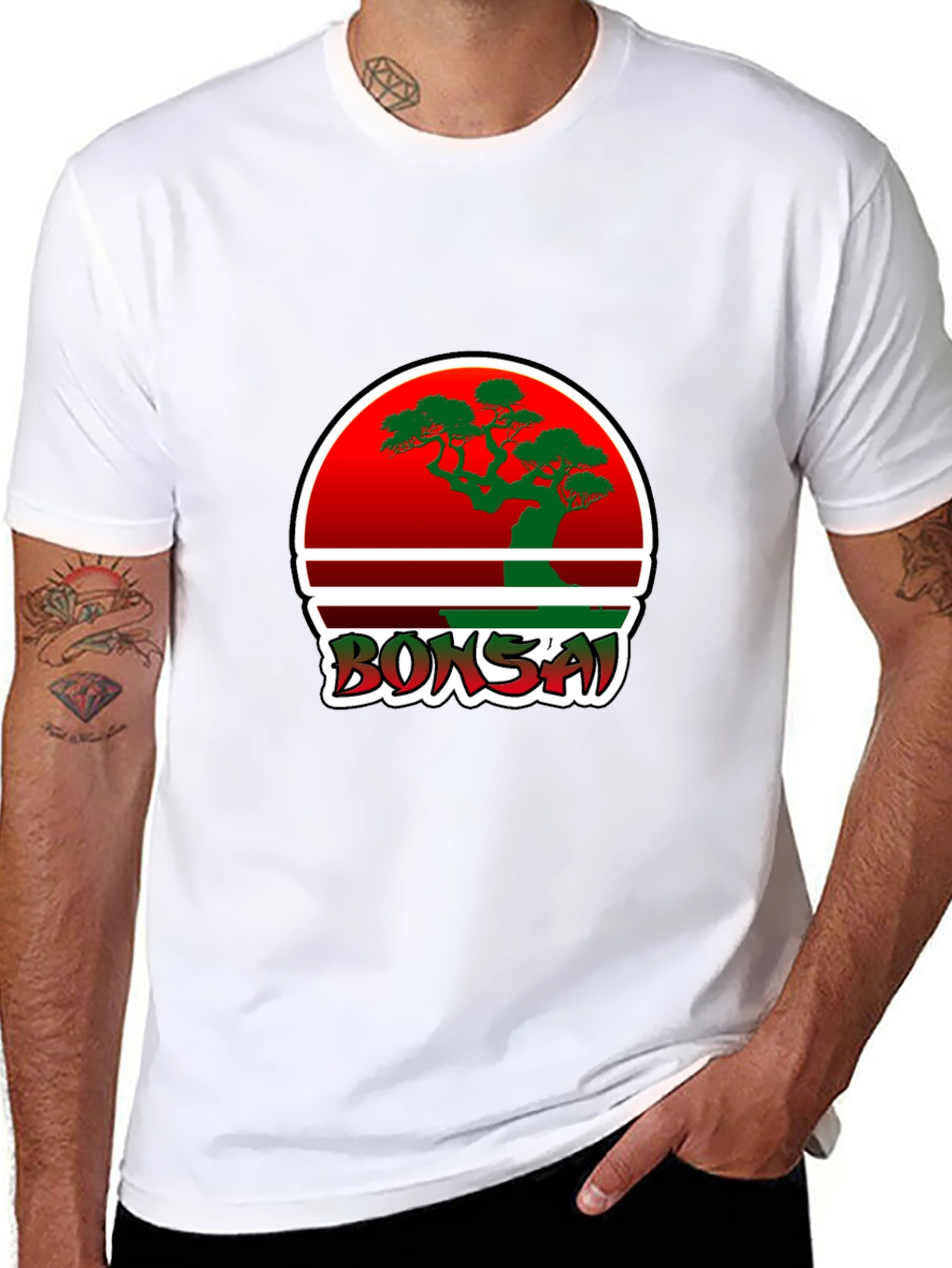 Bonsai Graphic Tee - Red Circle Bonsai Design - 8