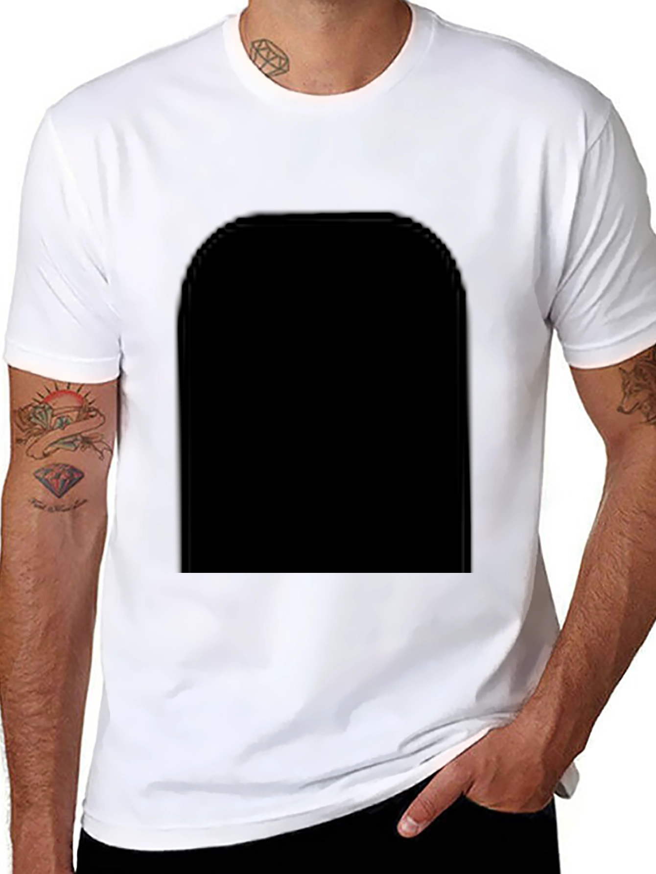 Black Men's Classic Black Short-Sleeve T-Shirt view 8