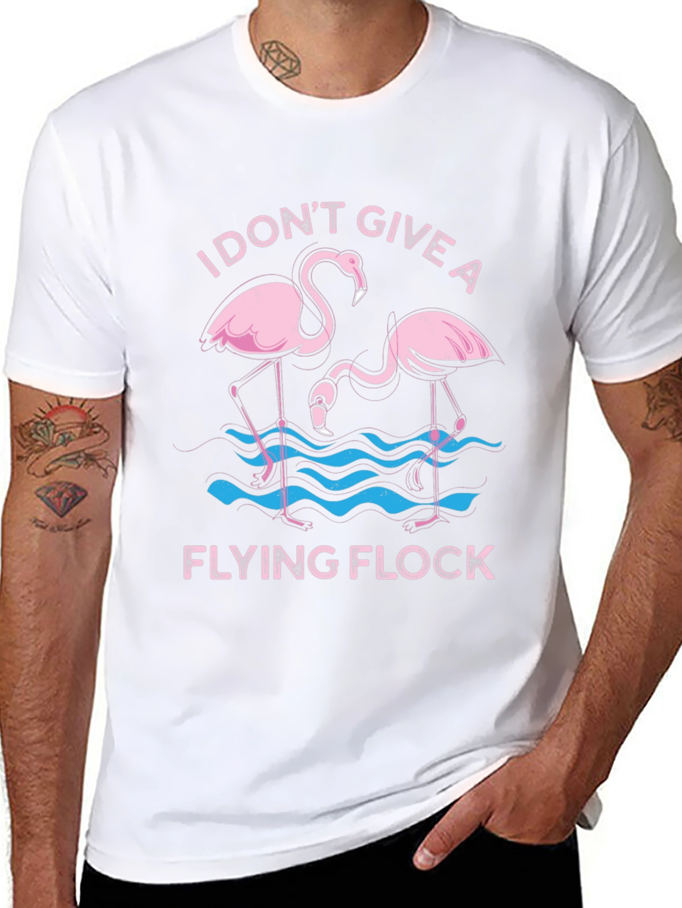 Black Funny Flamingo Graphic T-Shirt - I Don't Give a Flying Flock Tee view 8