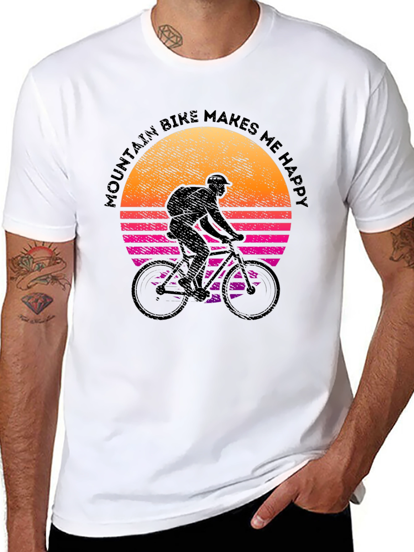 Black Mountain Bike Makes Me Happy Graphic Tee view 8