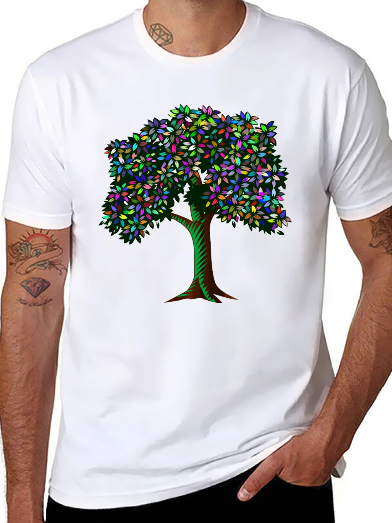 Black Colorful Tree Graphic Tee - Nature Inspired Art view 8