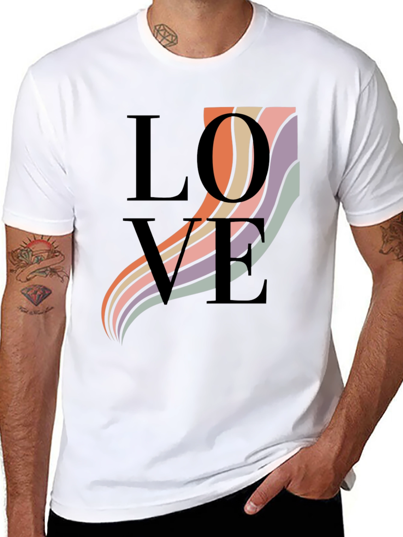 Black Love Waves Graphic T-Shirt - Black view 8