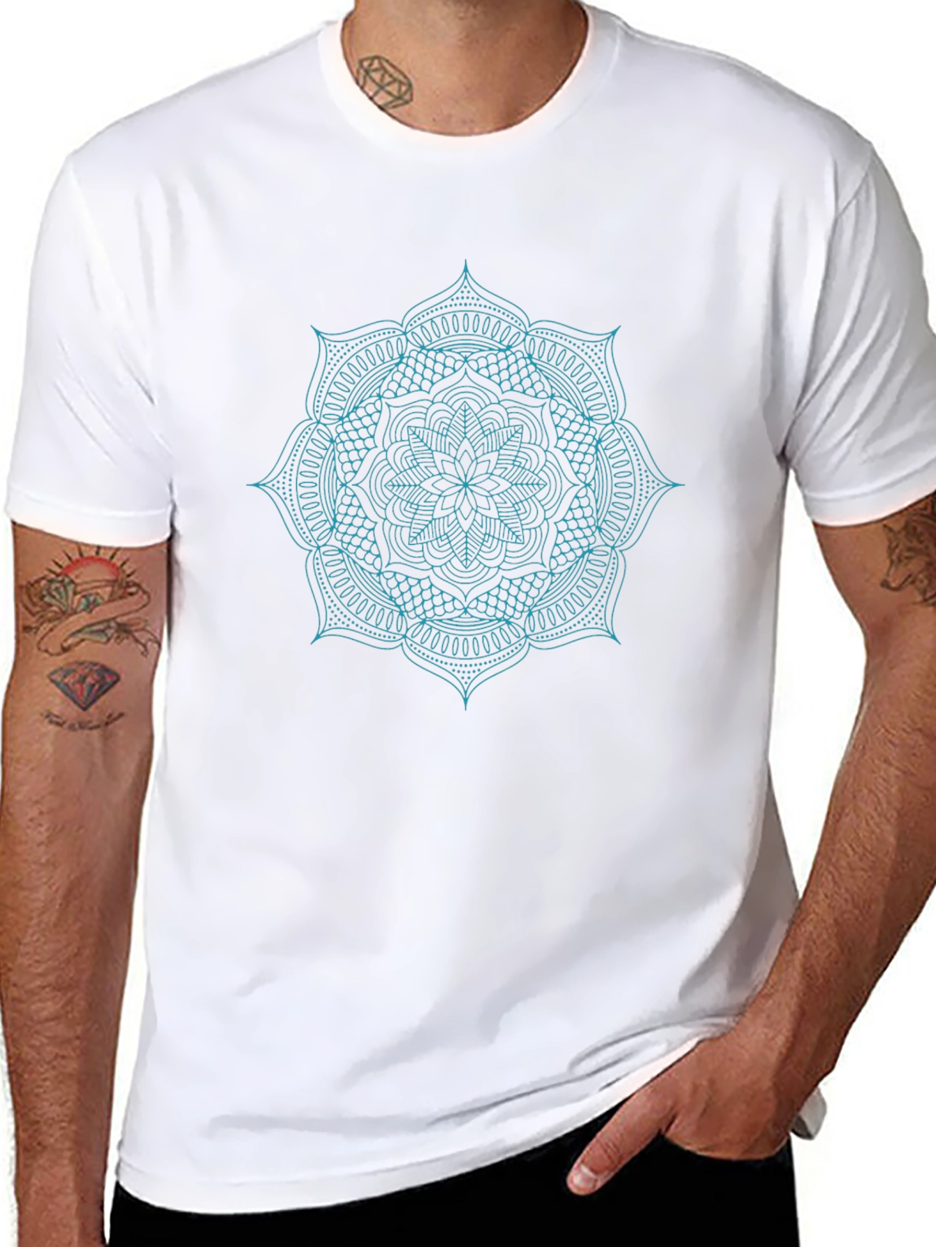 Black Mandala Print Black T-Shirt view 8