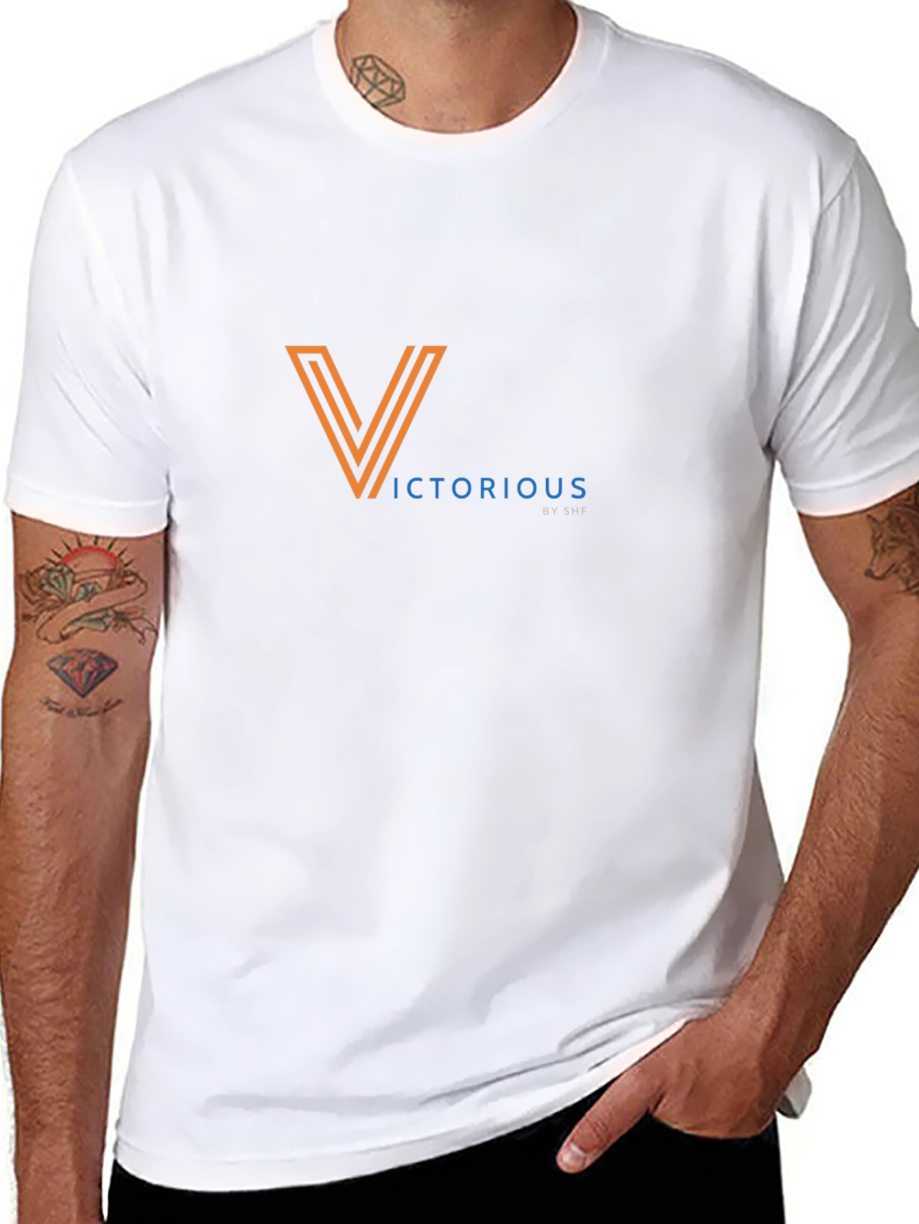 Black Victorious Tri-Line V Logo Black T-Shirt view 8