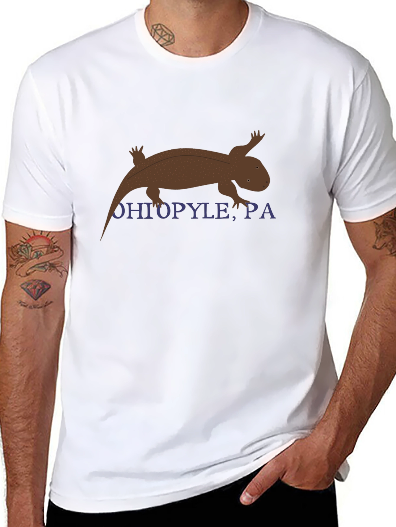 Black Ohiopyle PA Hellbender Salamander Tee view 8