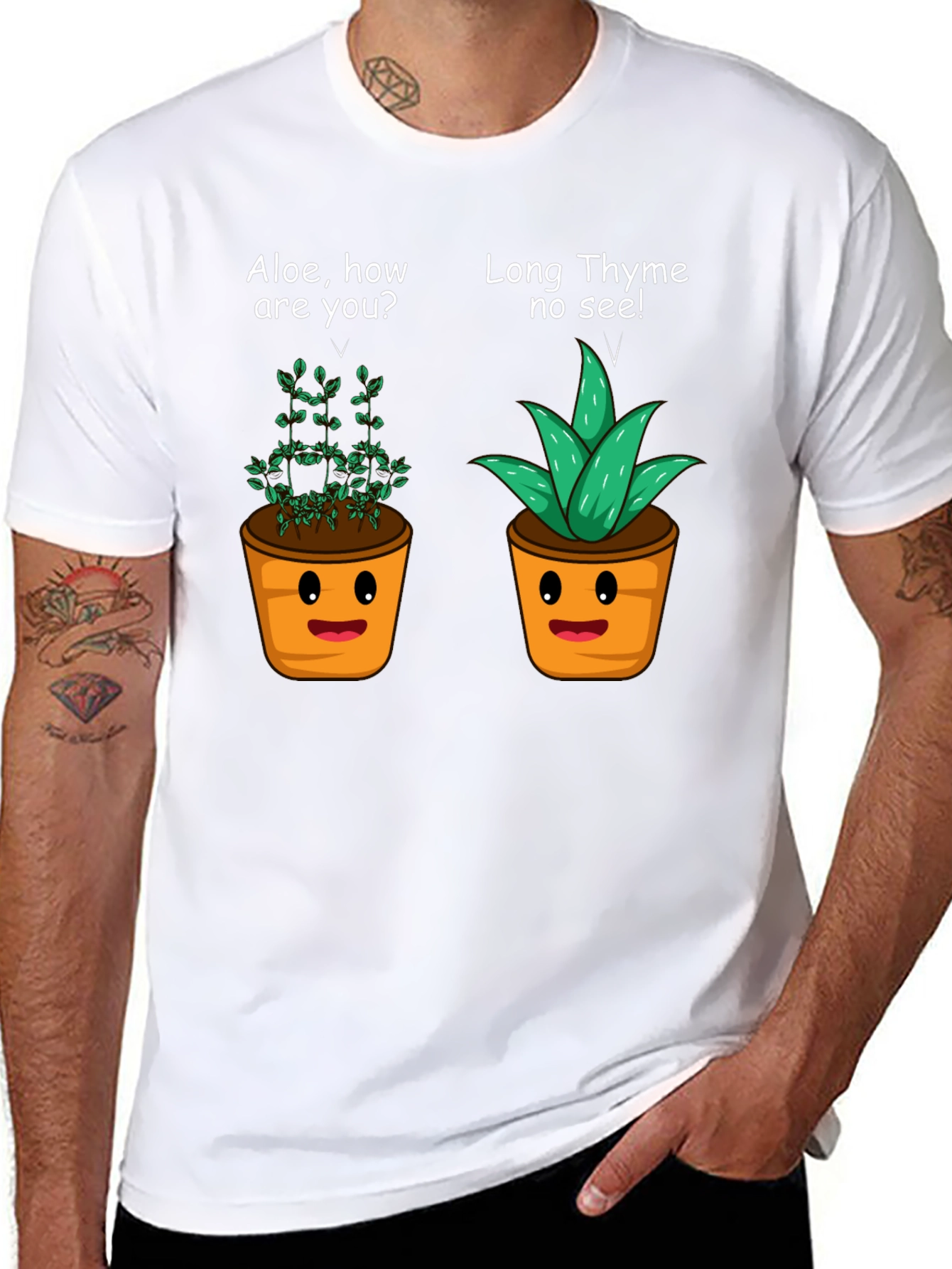 Black Funny Plant Puns T-Shirt - Aloe & Thyme Humor Tee view 8