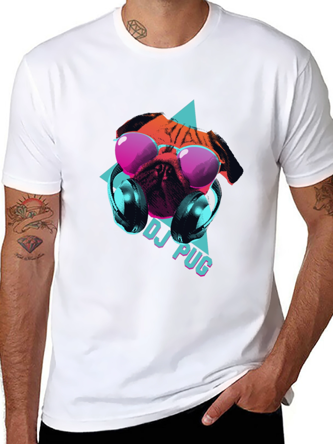Black DJ Pug Graphic Tee - Cool Canine Style view 8