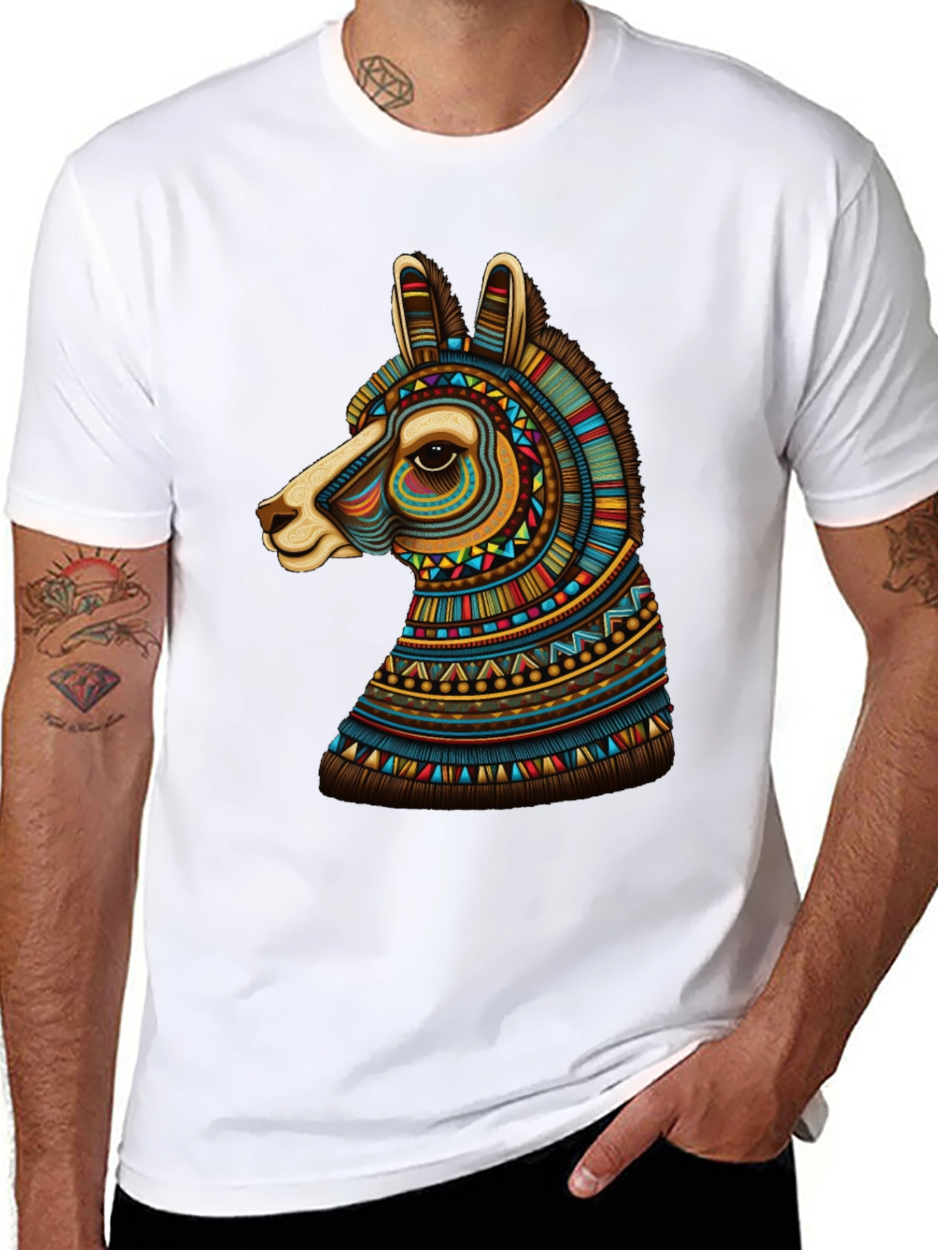Black Llama Graphic Tee - Unique Tribal Design view 8