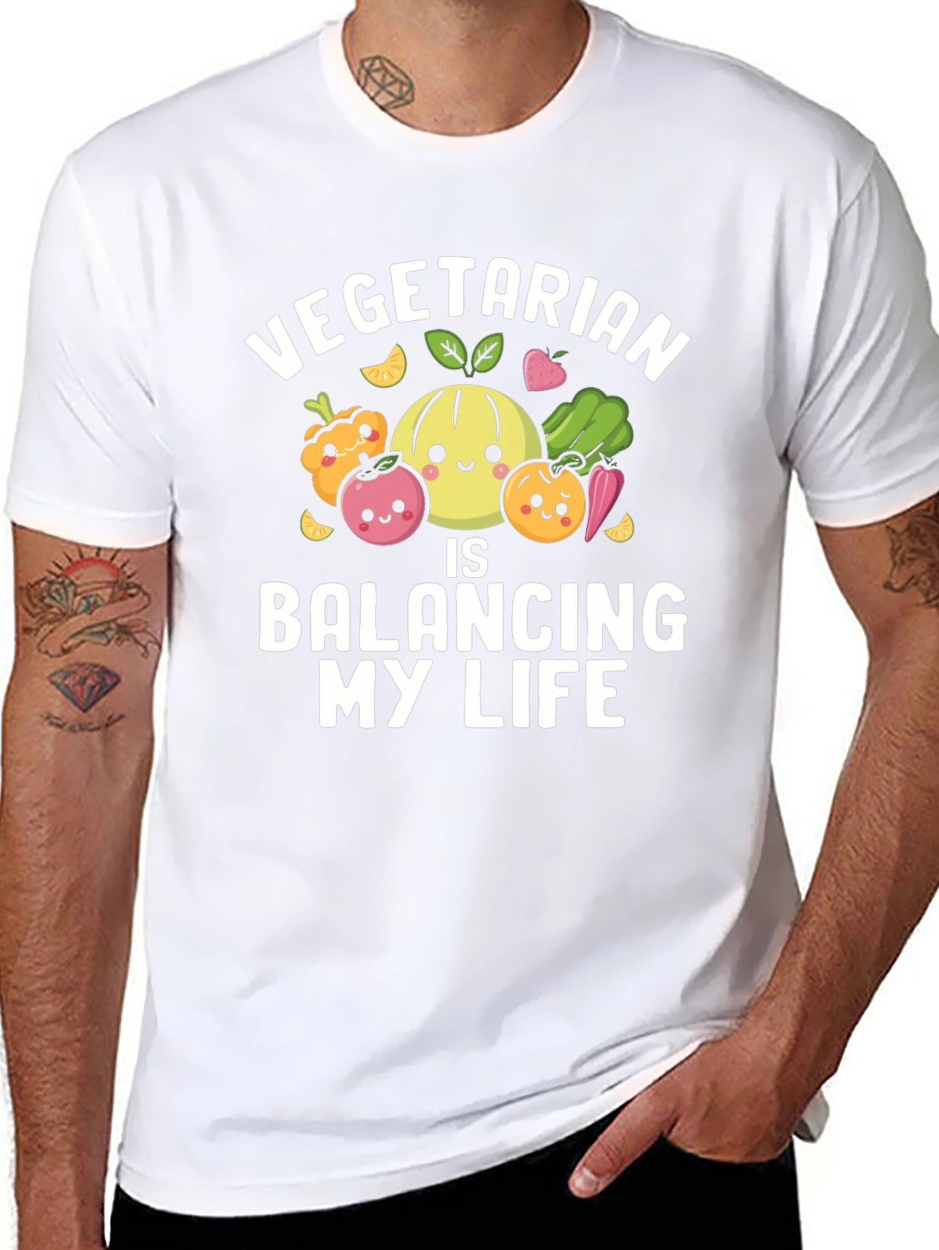 Black Vegetarian Balancing My Life T-Shirt view 8