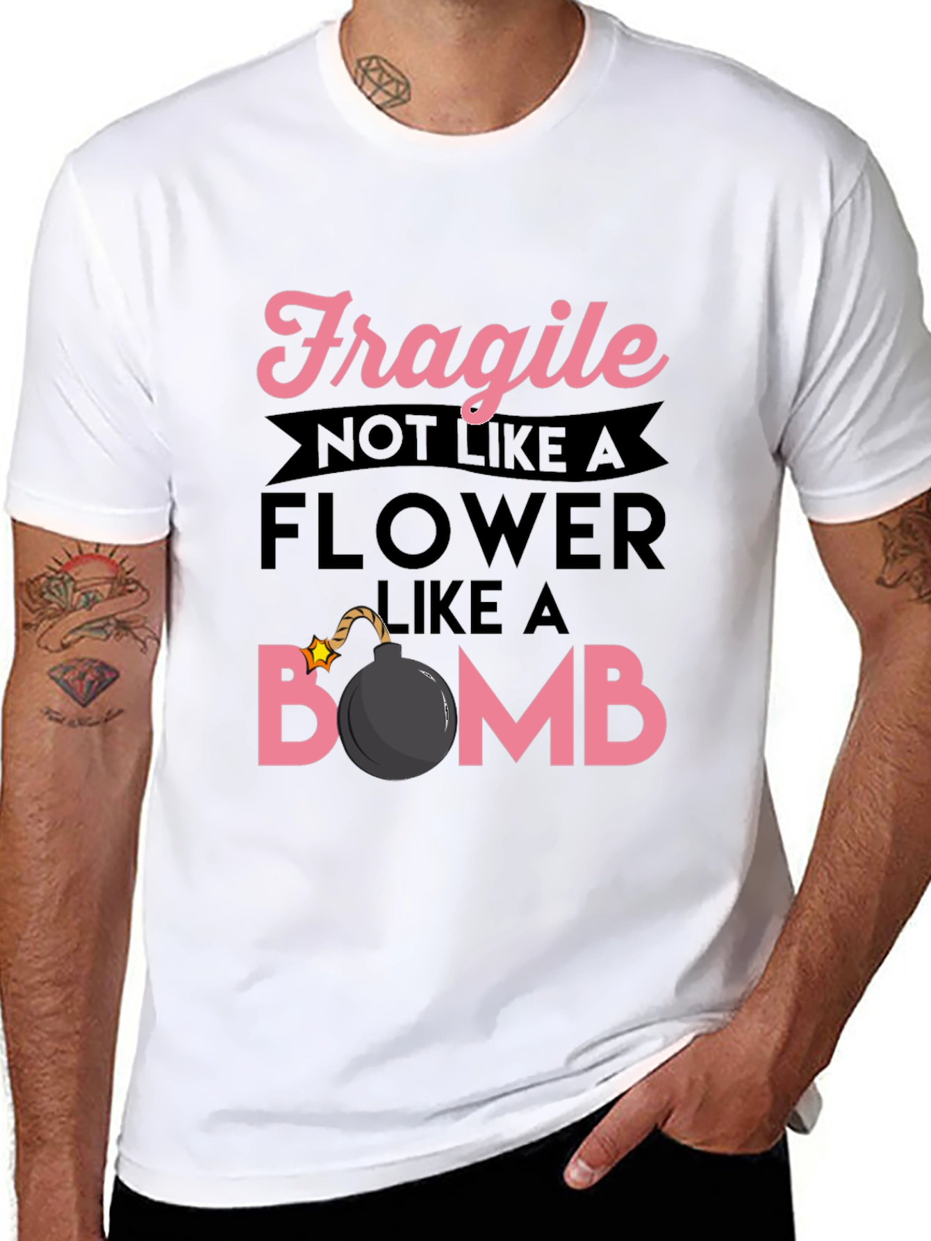 Black Fragile Like A Bomb Graphic T-Shirt view 8