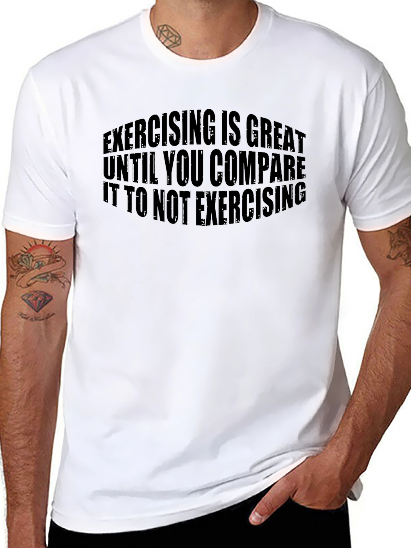 Black Funny Exercise T-Shirt: Exercising is Great view 8