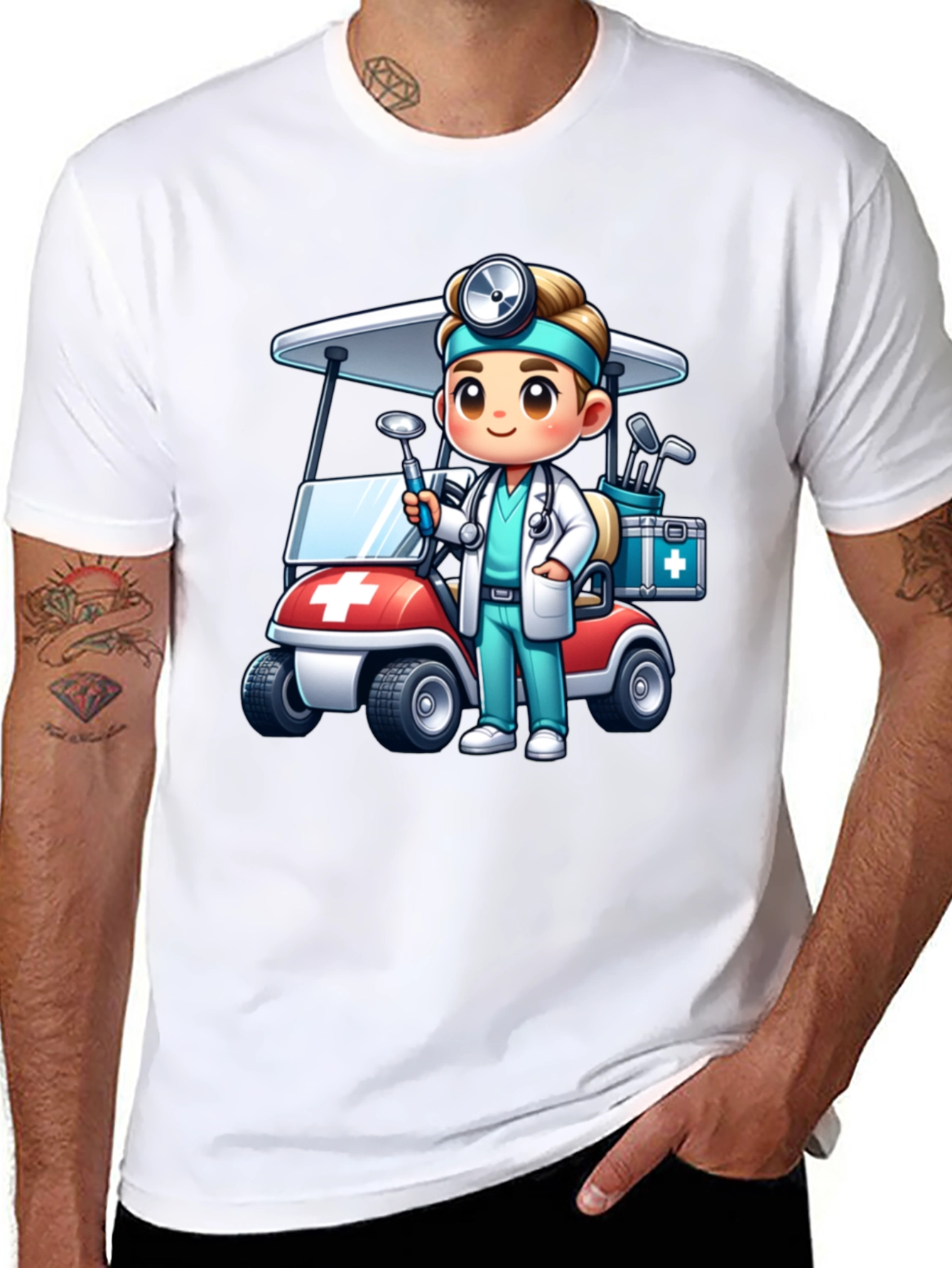 Black Doctor Golf Cart T-Shirt - Novelty Tee view 8