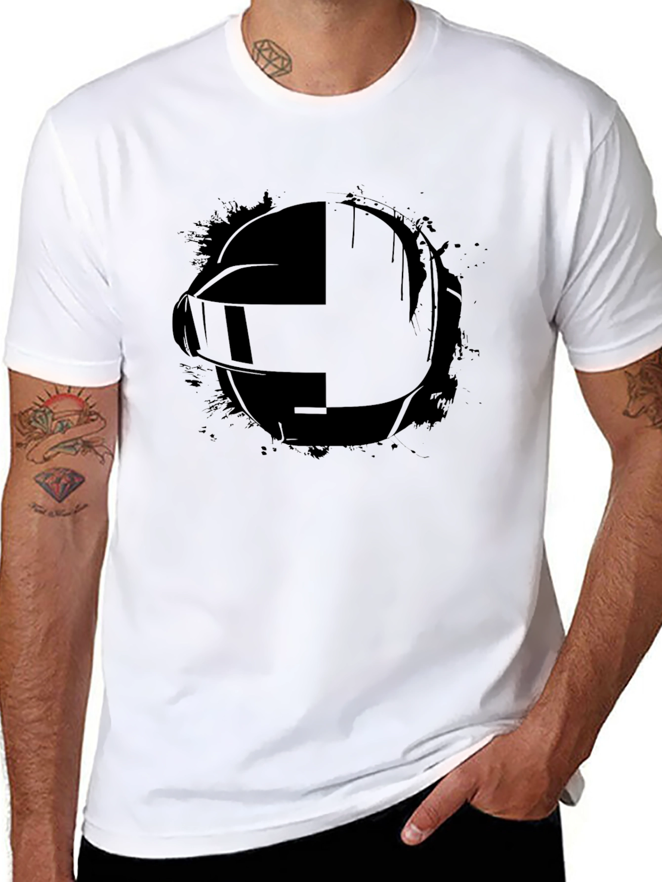 Black Daft Punk Style Black Graphic Tee view 8