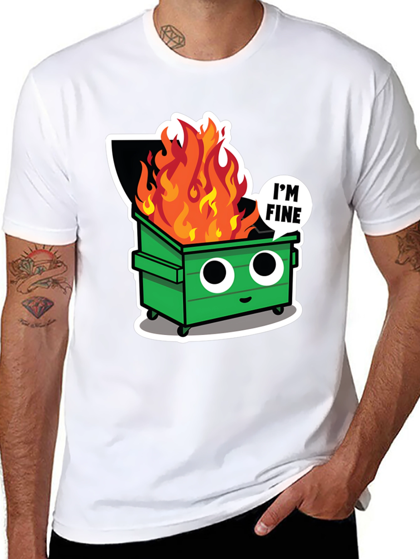 Black Dumpster Fire T-Shirt - I'm Fine Tee view 8