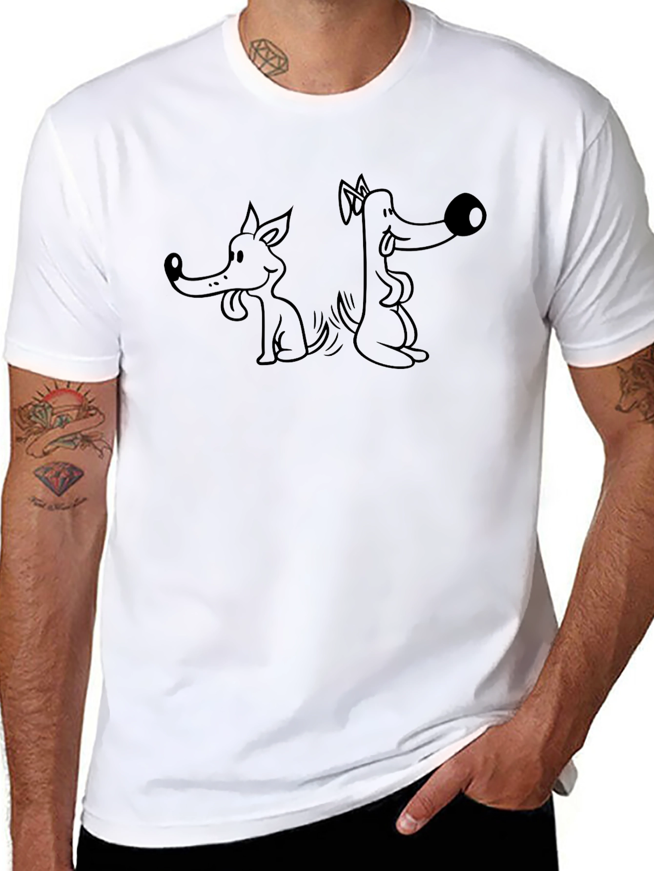 Black Funny Dog Cartoon Graphic Black T-Shirt view 8