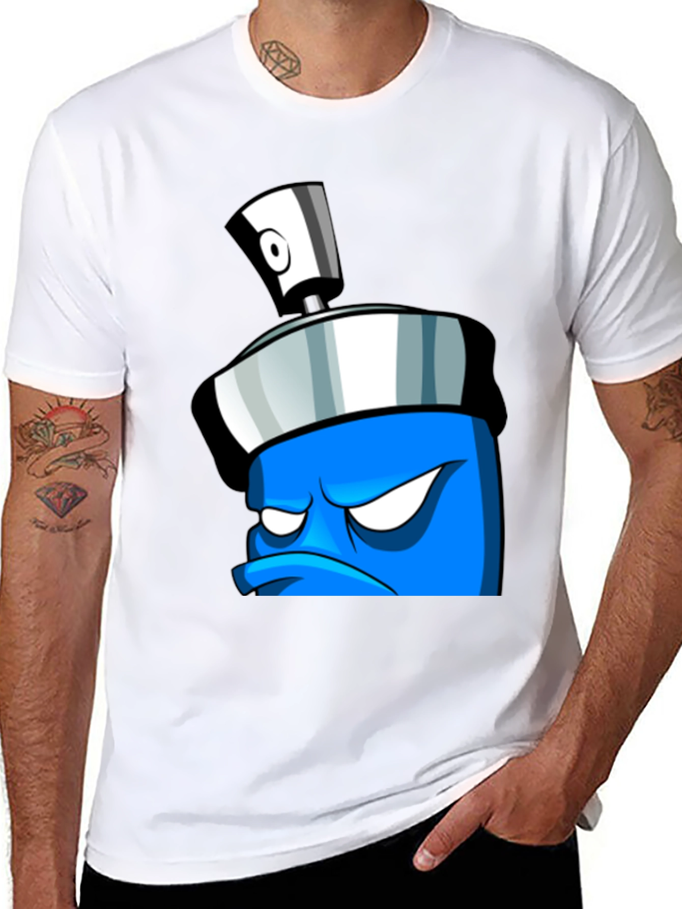 Black Angry Spray Can Graphic Tee - Black view 8