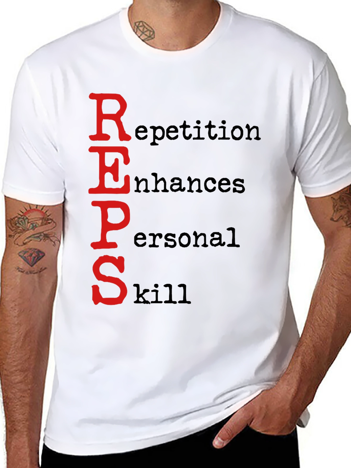 Black REPS Motivational Black T-Shirt view 8