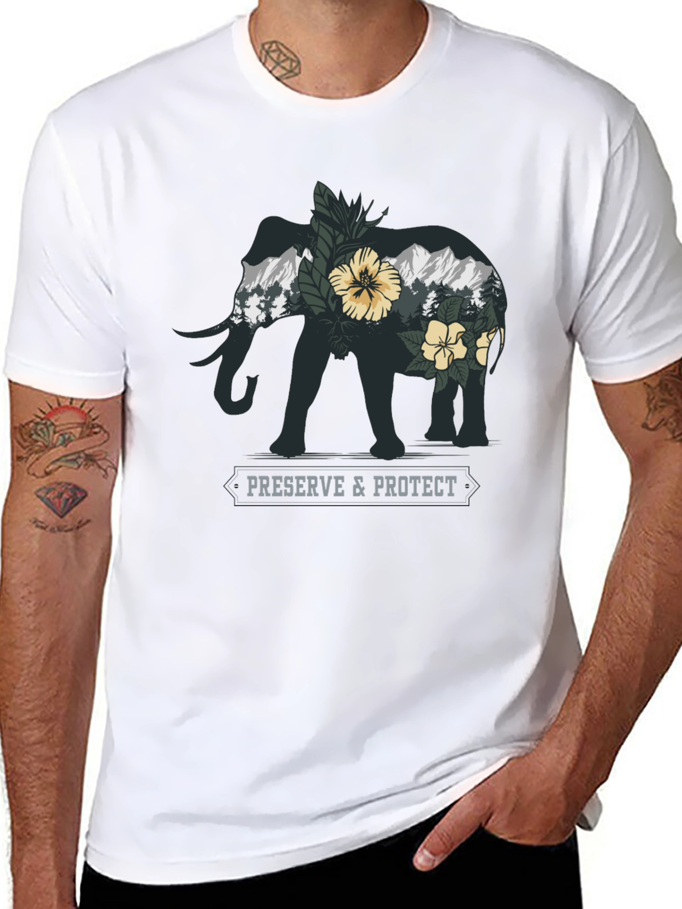 Black Elephant Nature Conservation Graphic Tee view 8