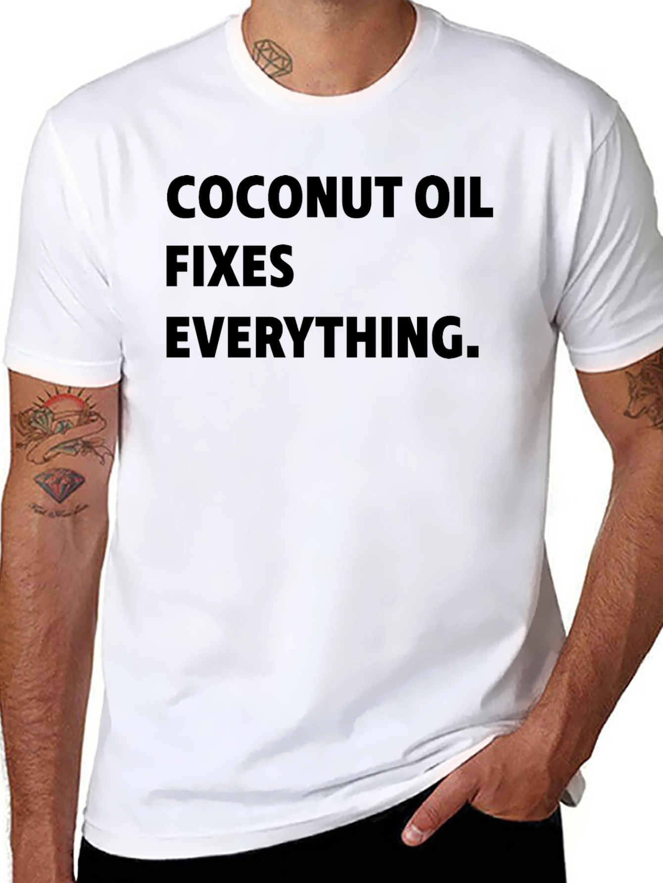 Black Coconut Oil Fixes Everything T-Shirt view 8
