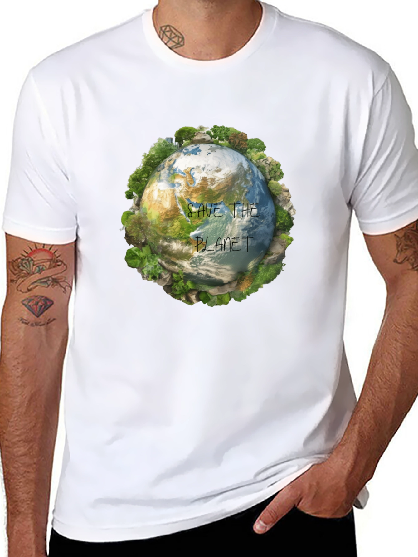 Black Save the Planet Graphic T-Shirt view 8