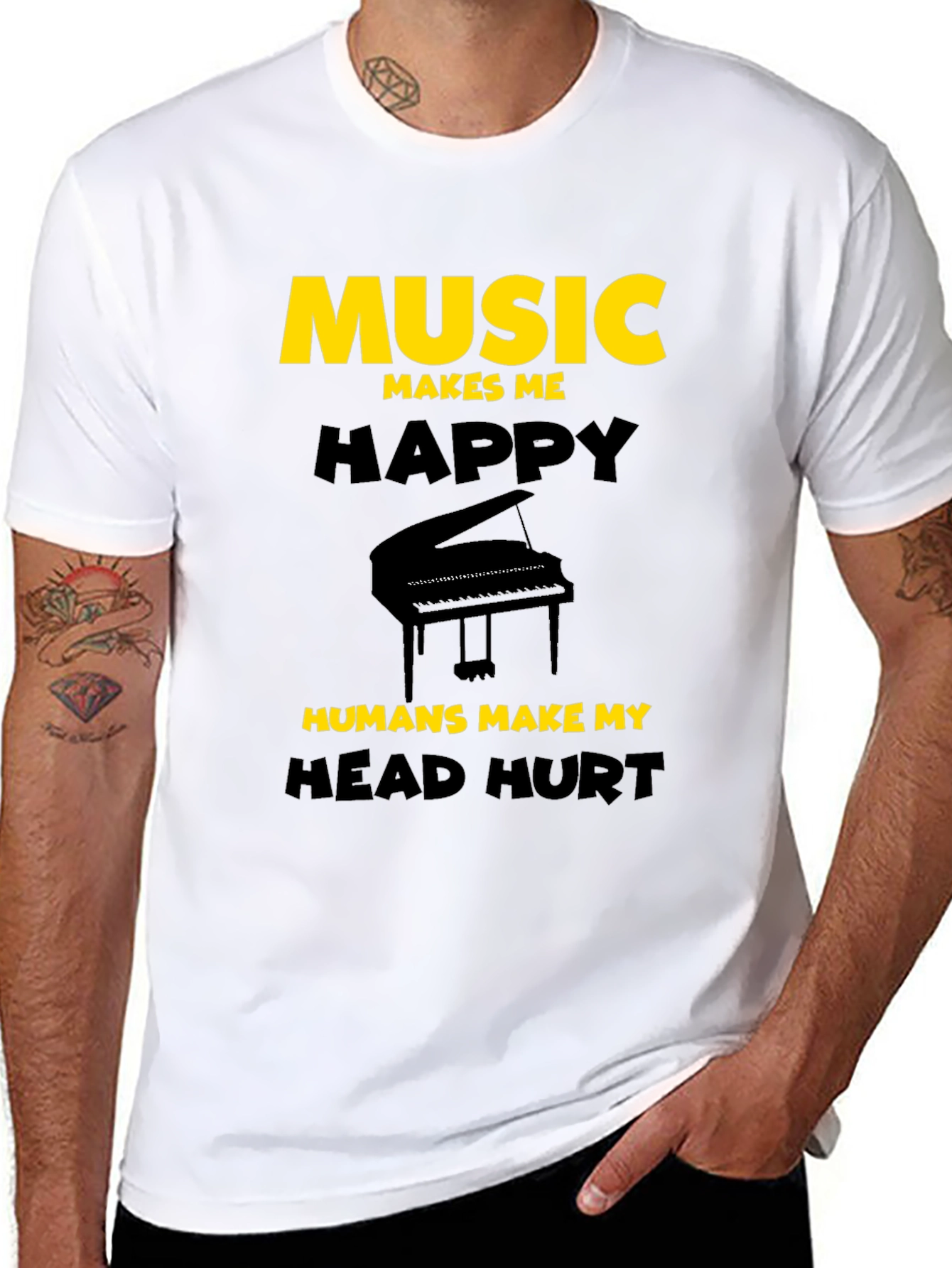 Black Music Lover T-Shirt: Music Makes Me Happy view 8