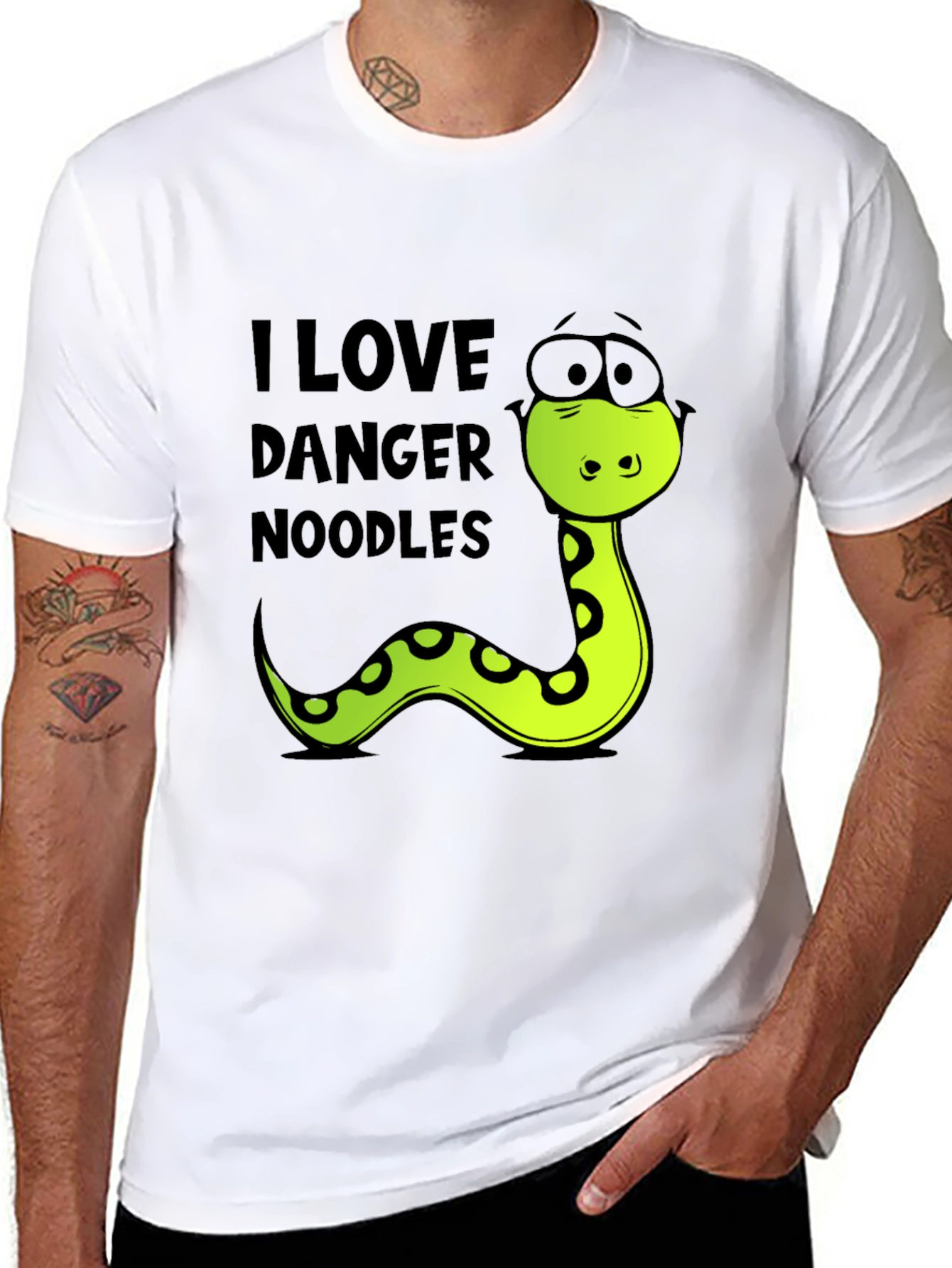 Black Danger Noodles T-Shirt - Funny Snake Tee view 8