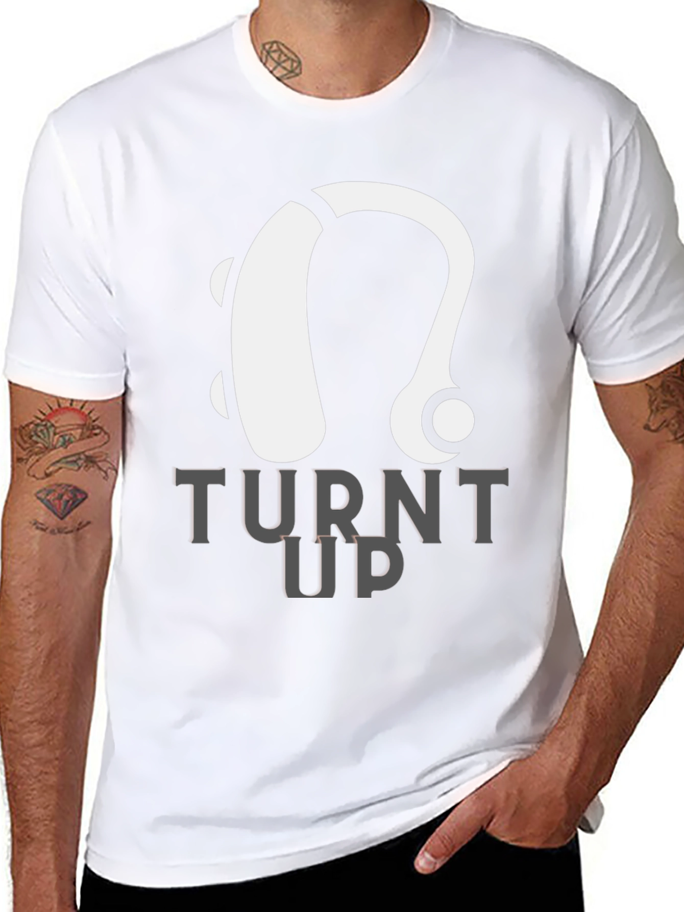 Black Turnt Up Hearing Aid T-Shirt view 8