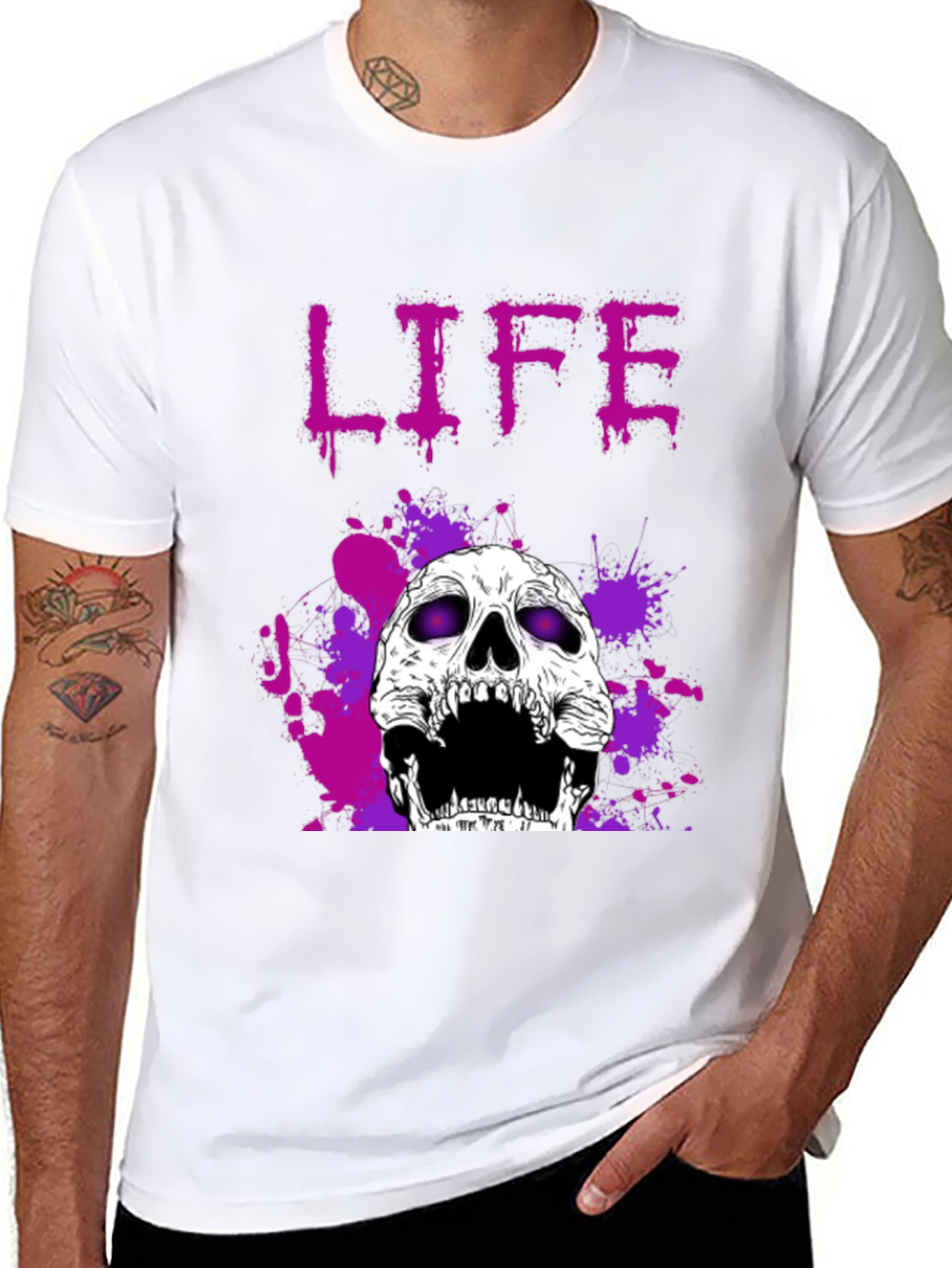 Black Life Skull Graphic Tee - Black view 8