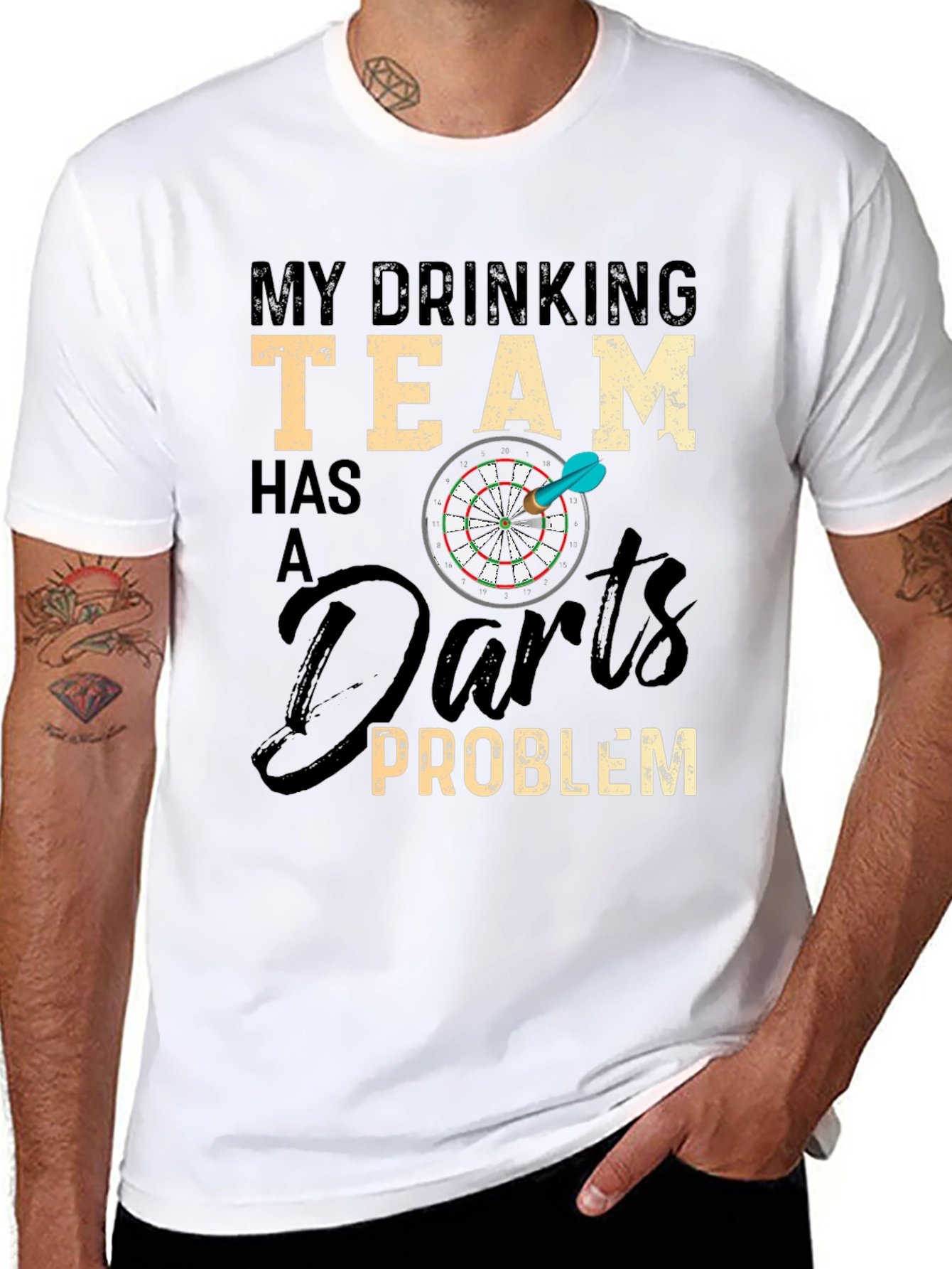 Black Drinking Team Darts Problem T-Shirt view 8