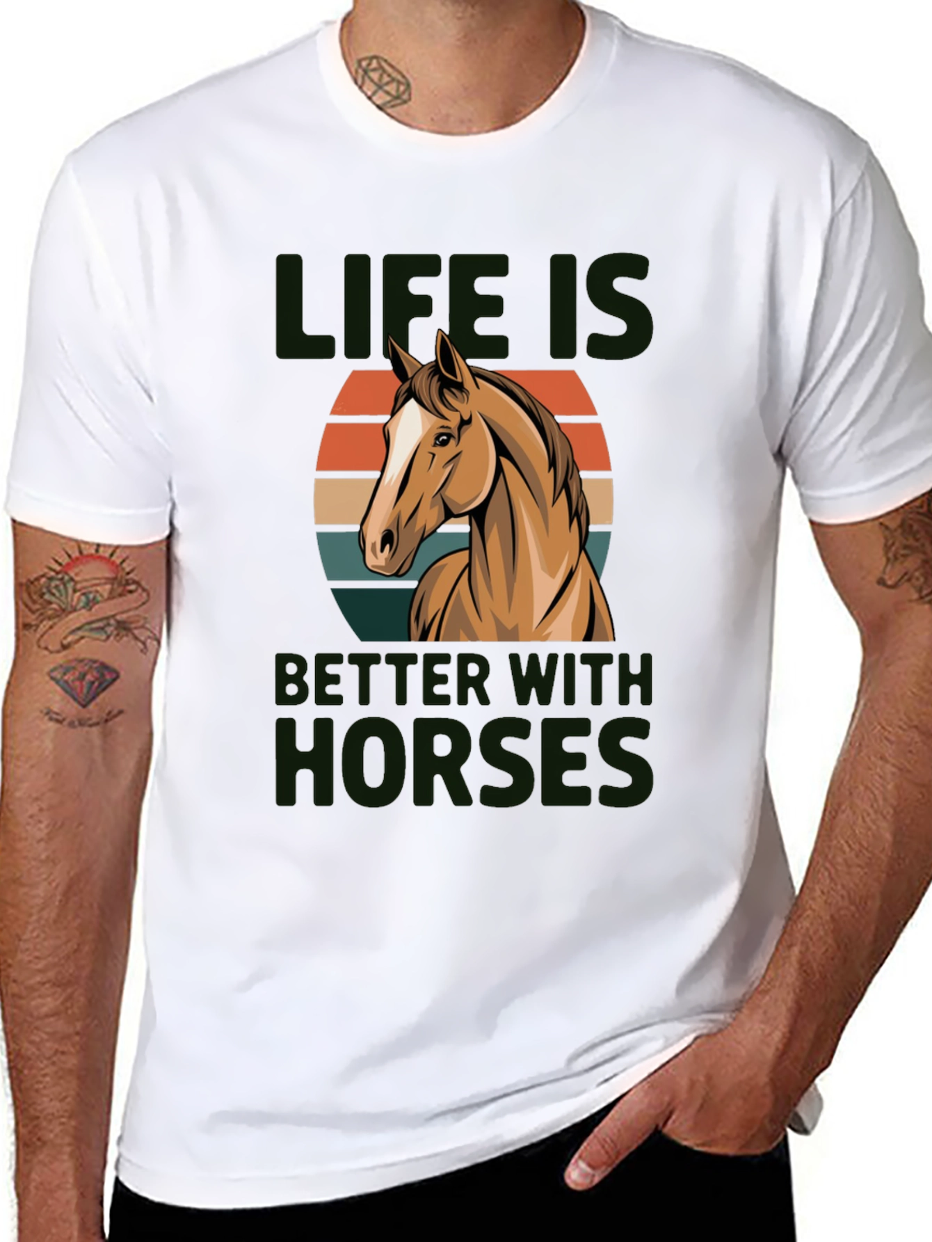 Black Life Is Better With Horses Graphic Tee Shirt view 8