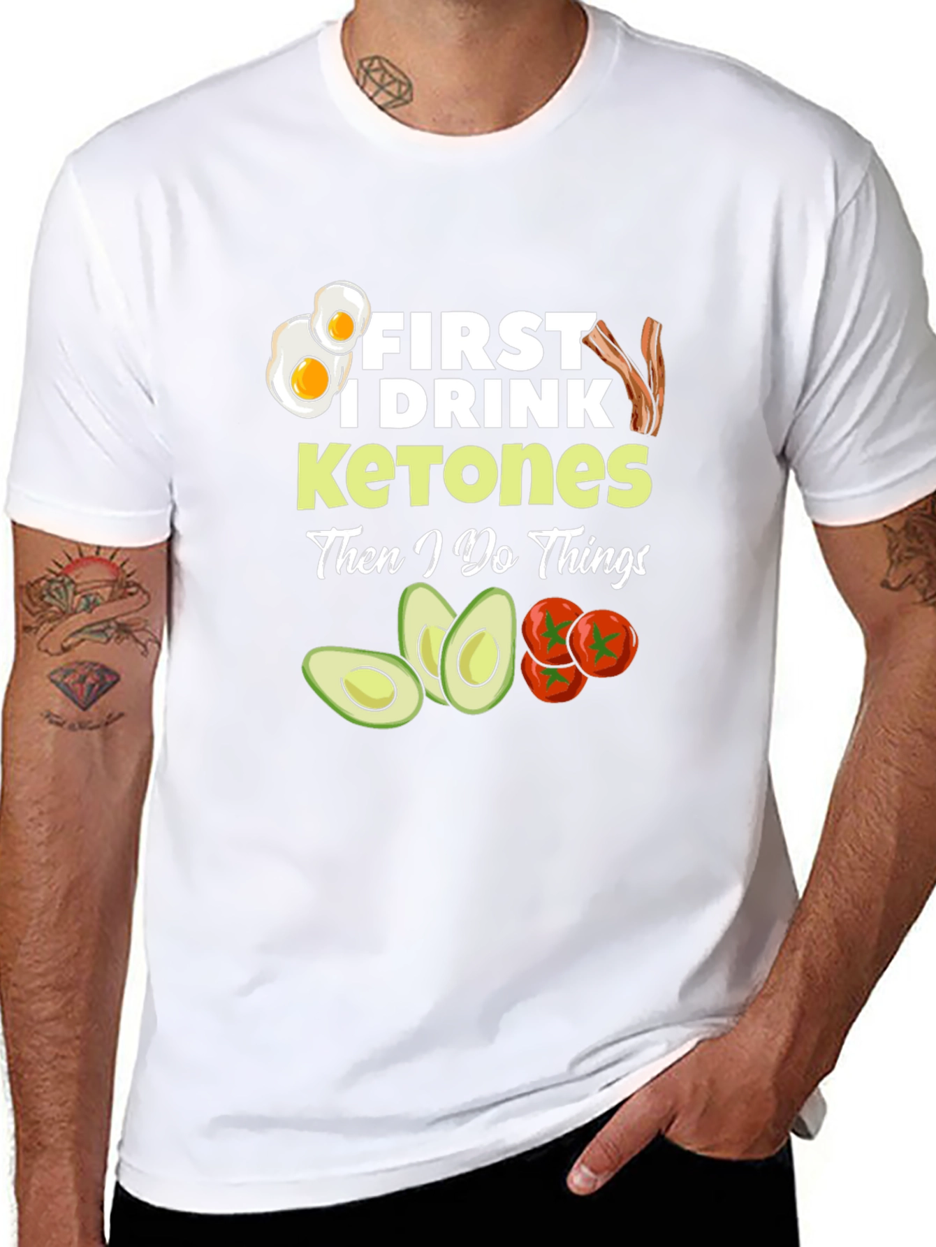 Black Keto Diet T-Shirt: First I Drink Ketones view 8