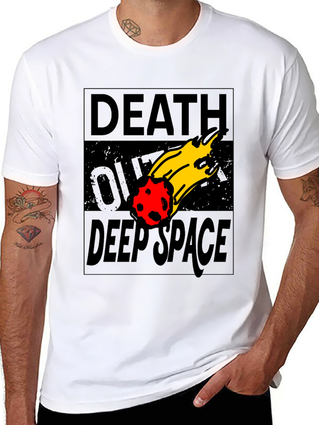 Black Death Over Deep Space Graphic Tee - Black Cotton view 8