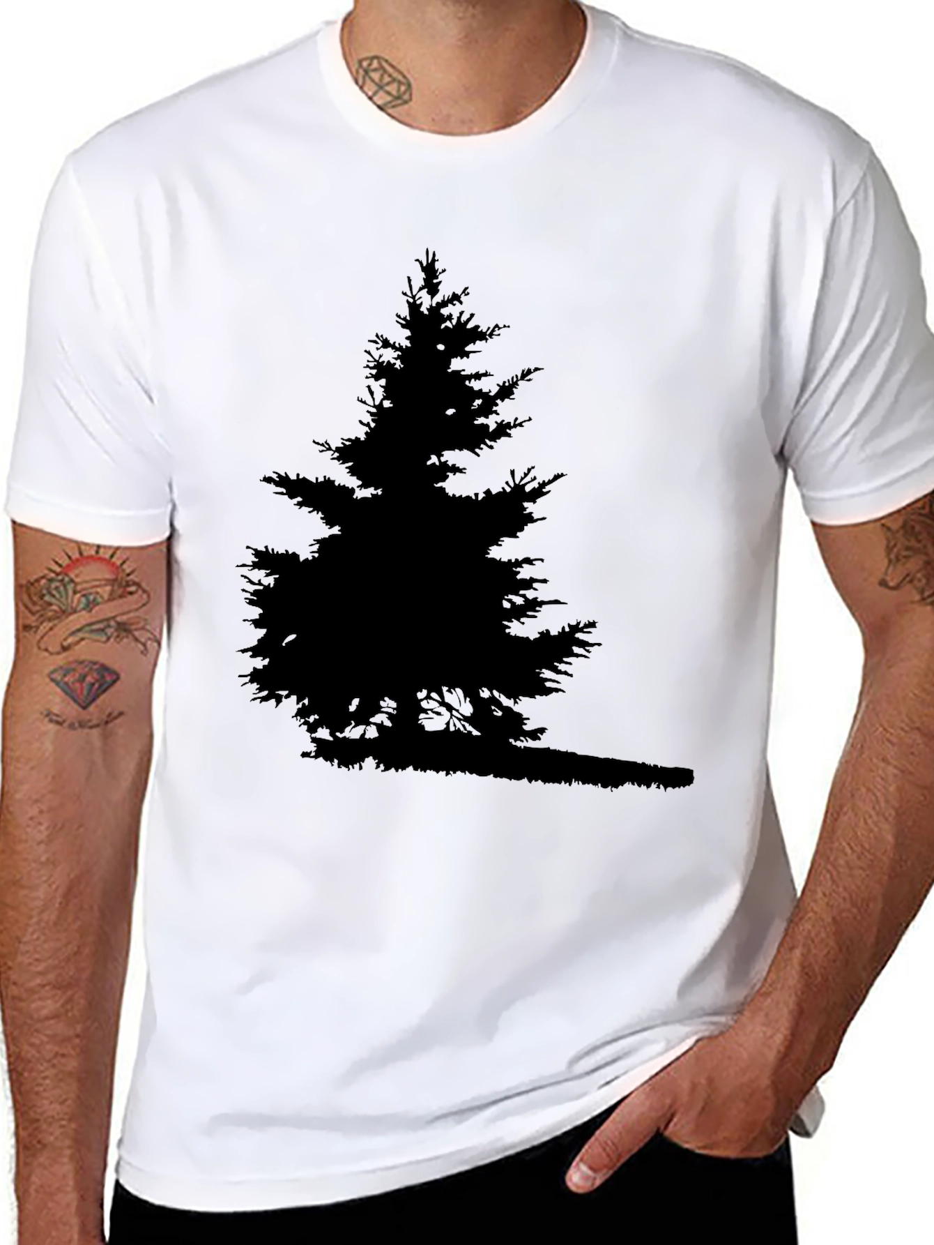 Black Nature Silhouette Graphic Tee view 8