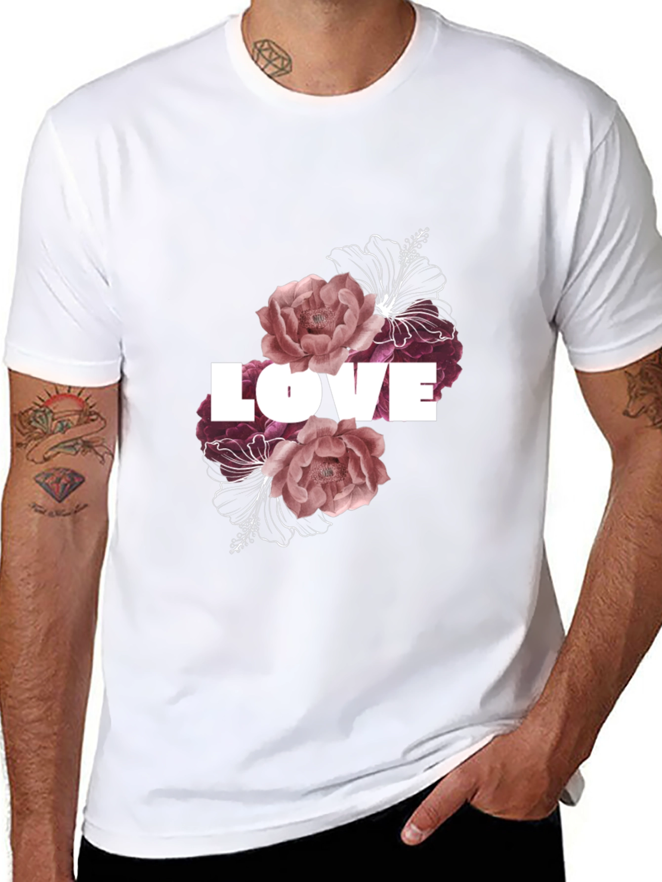 Black Floral Love T-Shirt - Black view 8