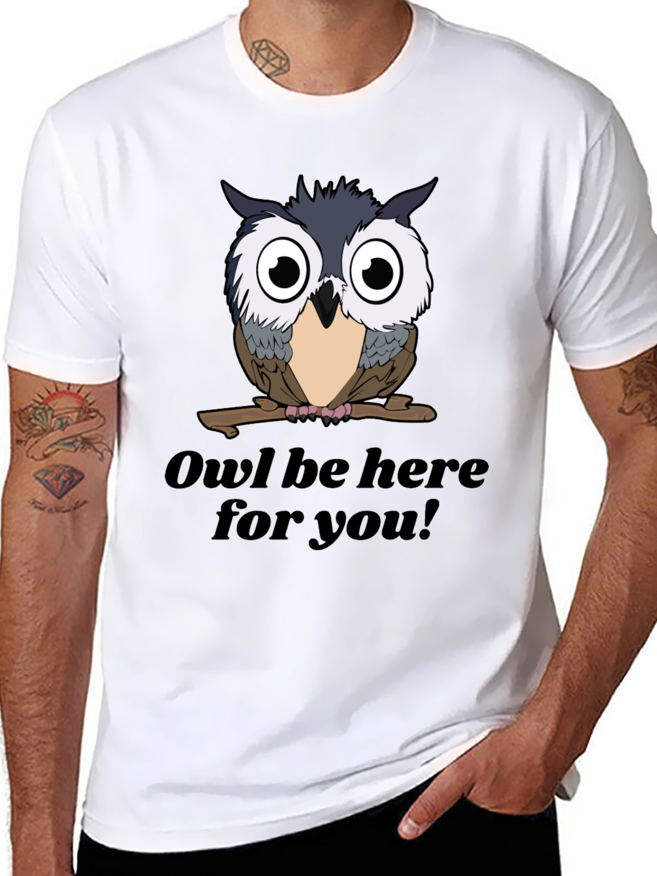 Black Owl Be Here For You T-Shirt - Black Graphic Tee view 8