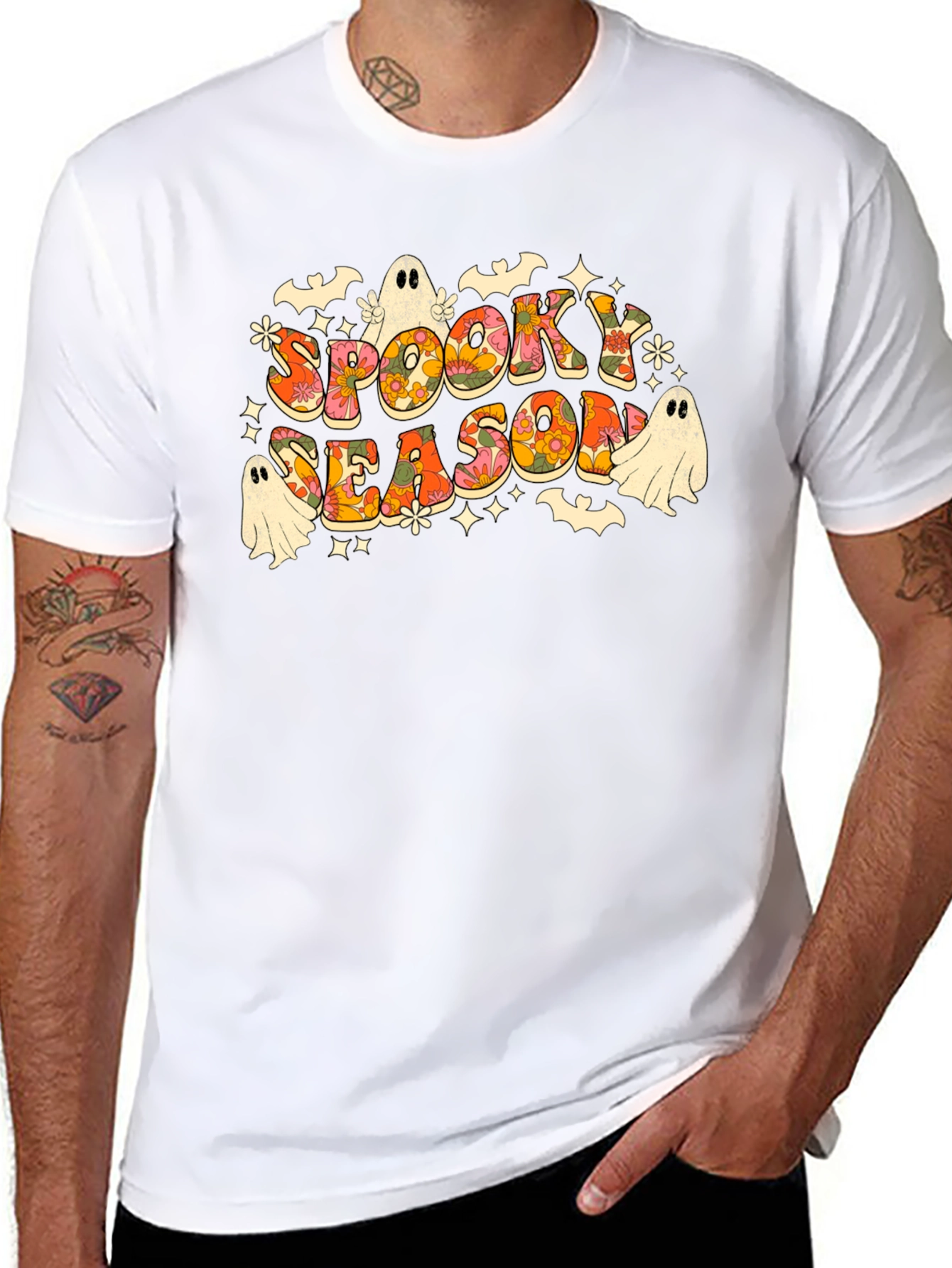 Black Spooky Season Retro Halloween Graphic T-Shirt view 8