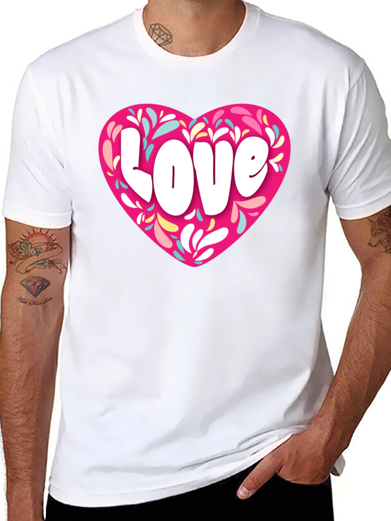 Black Love Heart Graphic Black T-Shirt view 8