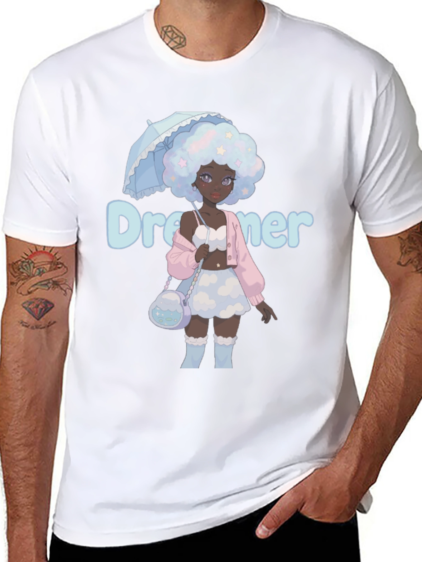 Black Dreamer Anime Girl Graphic T-Shirt view 8