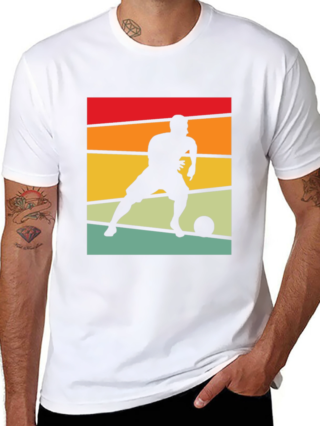 Black Retro Soccer Player Graphic Tee view 8