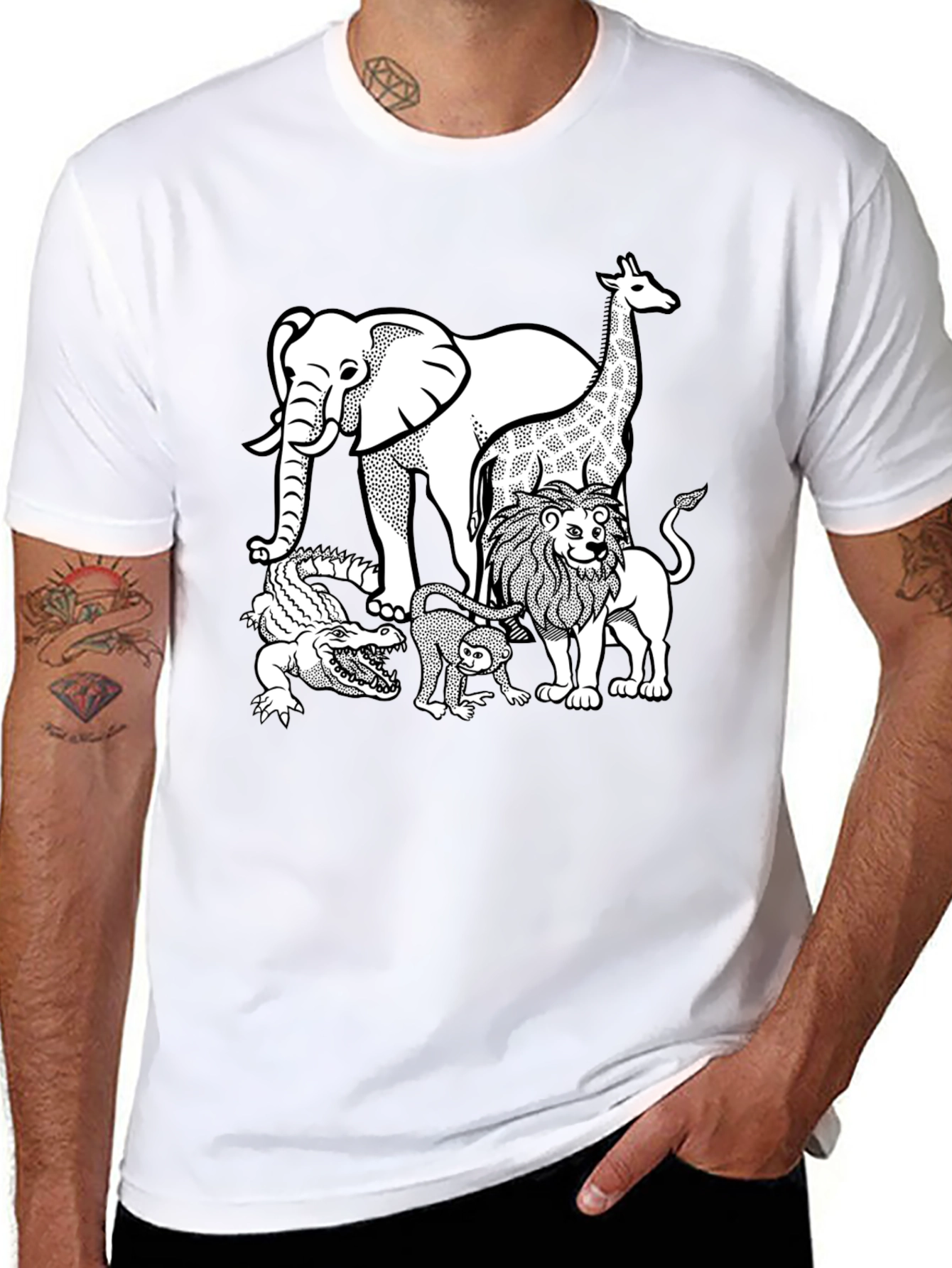Black Animal Kingdom Graphic T-Shirt view 8